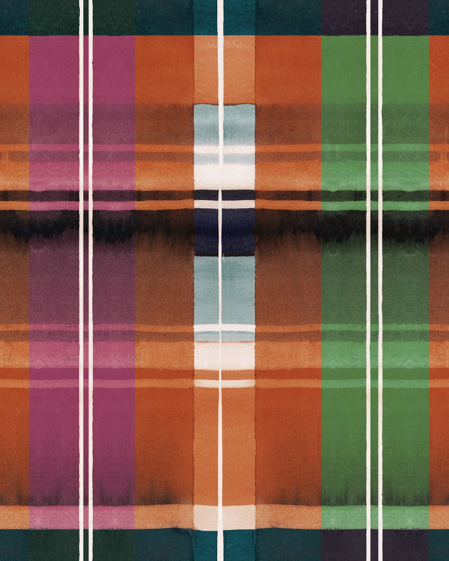 Kerschdorf Plaid Wallpaper in carrot color - pattern number WP30280 - by Mind the Gap in the Transylvanian Rhapsody collection