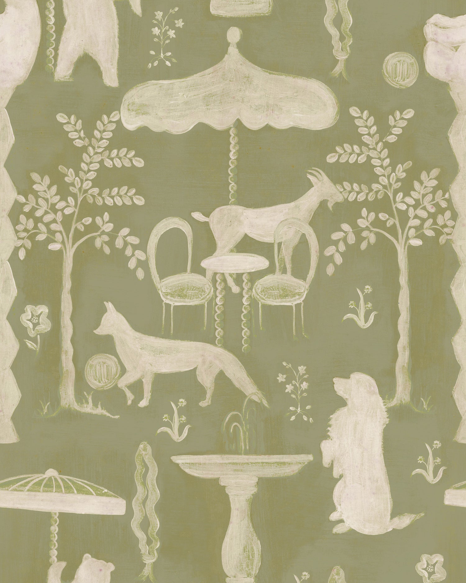 The Hidden Realm Wallpaper in sage color - pattern number WP30297 - by Mind the Gap in the Transylvanian Rhapsody collection