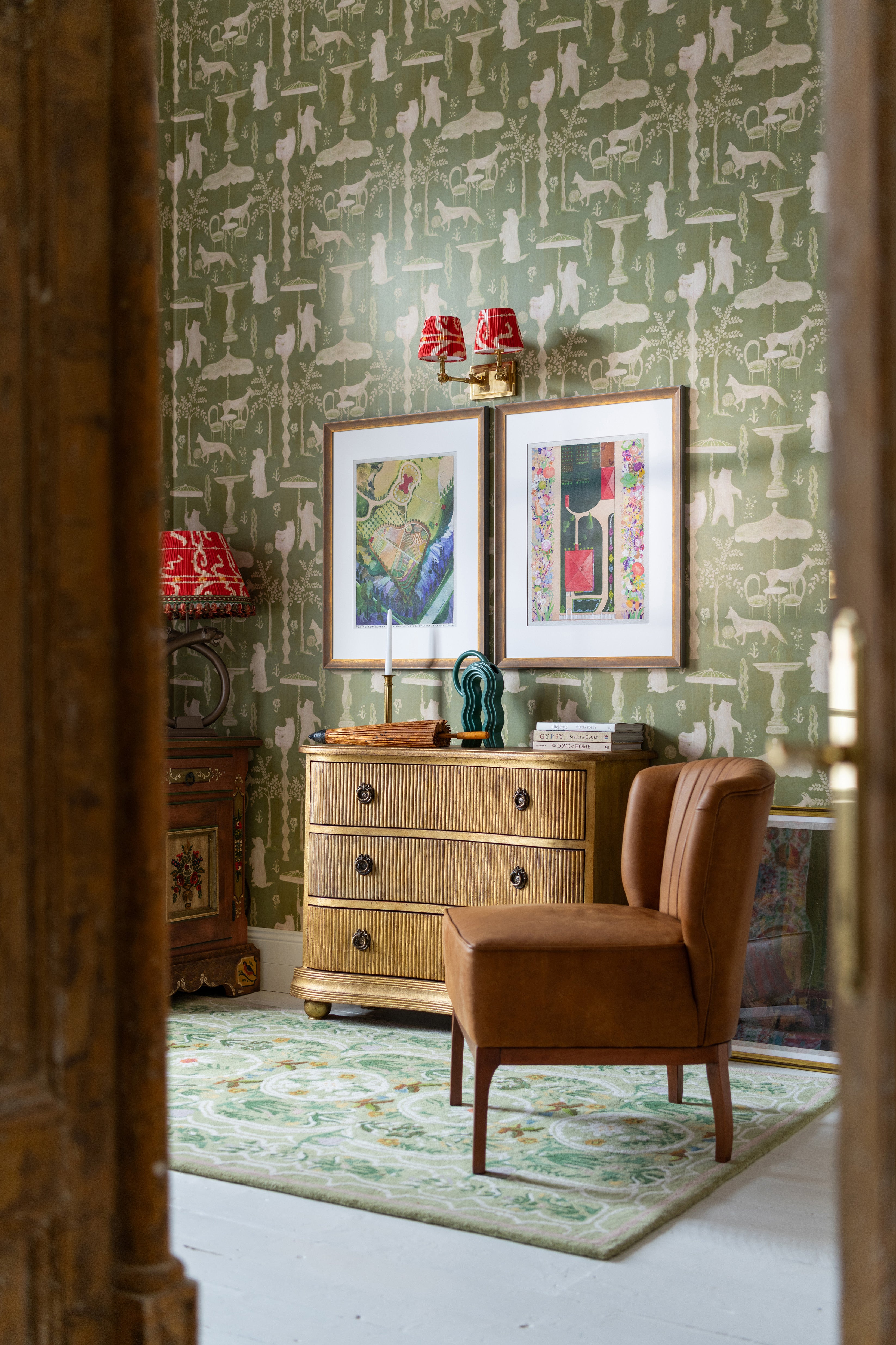 The Hidden Realm Wallpaper in sage color - pattern number WP30297 - by Mind the Gap in the Transylvanian Rhapsody collection