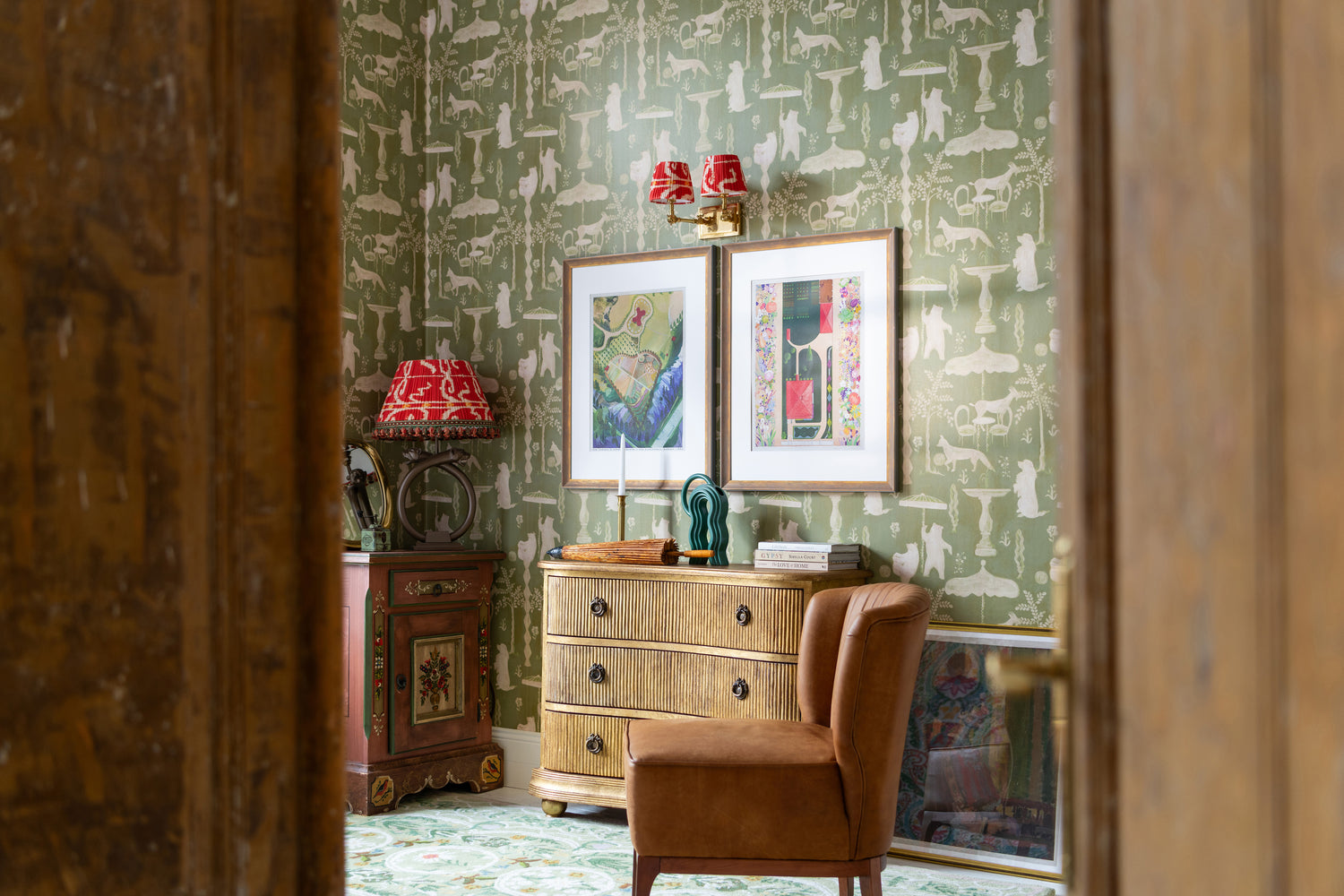 The Hidden Realm Wallpaper in sage color - pattern number WP30297 - by Mind the Gap in the Transylvanian Rhapsody collection