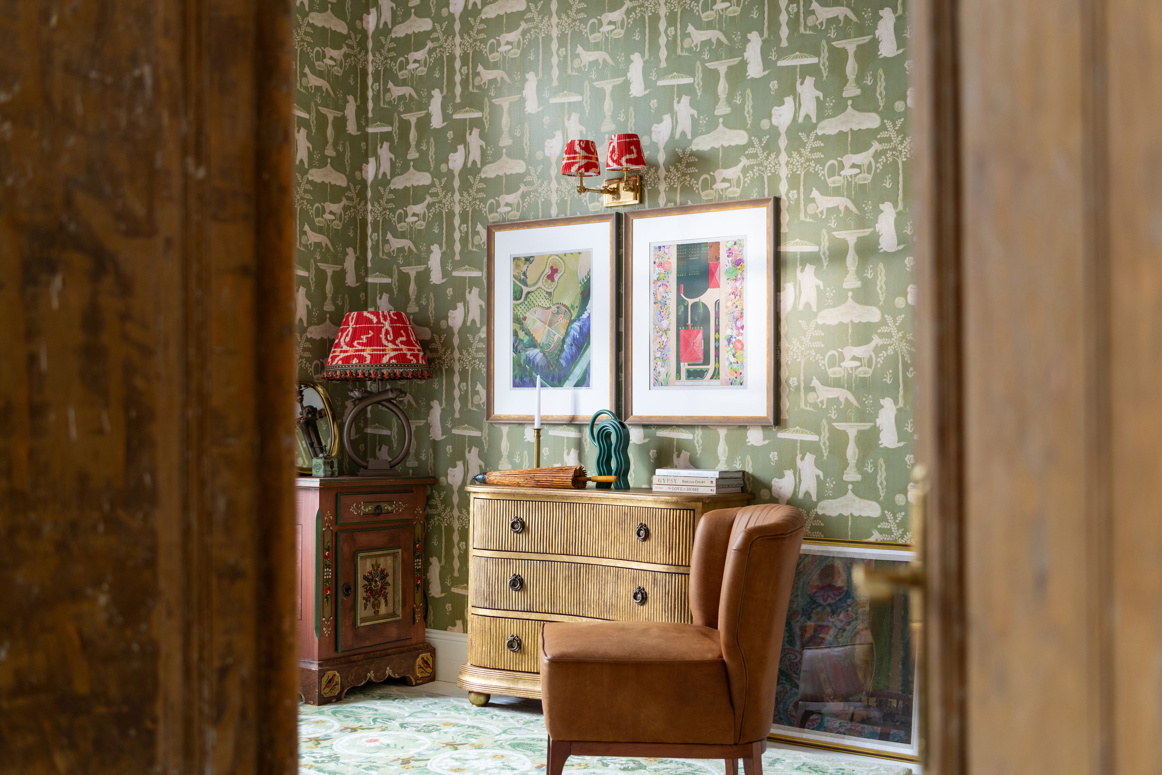 The Hidden Realm Wallpaper in sage color - pattern number WP30297 - by Mind the Gap in the Transylvanian Rhapsody collection