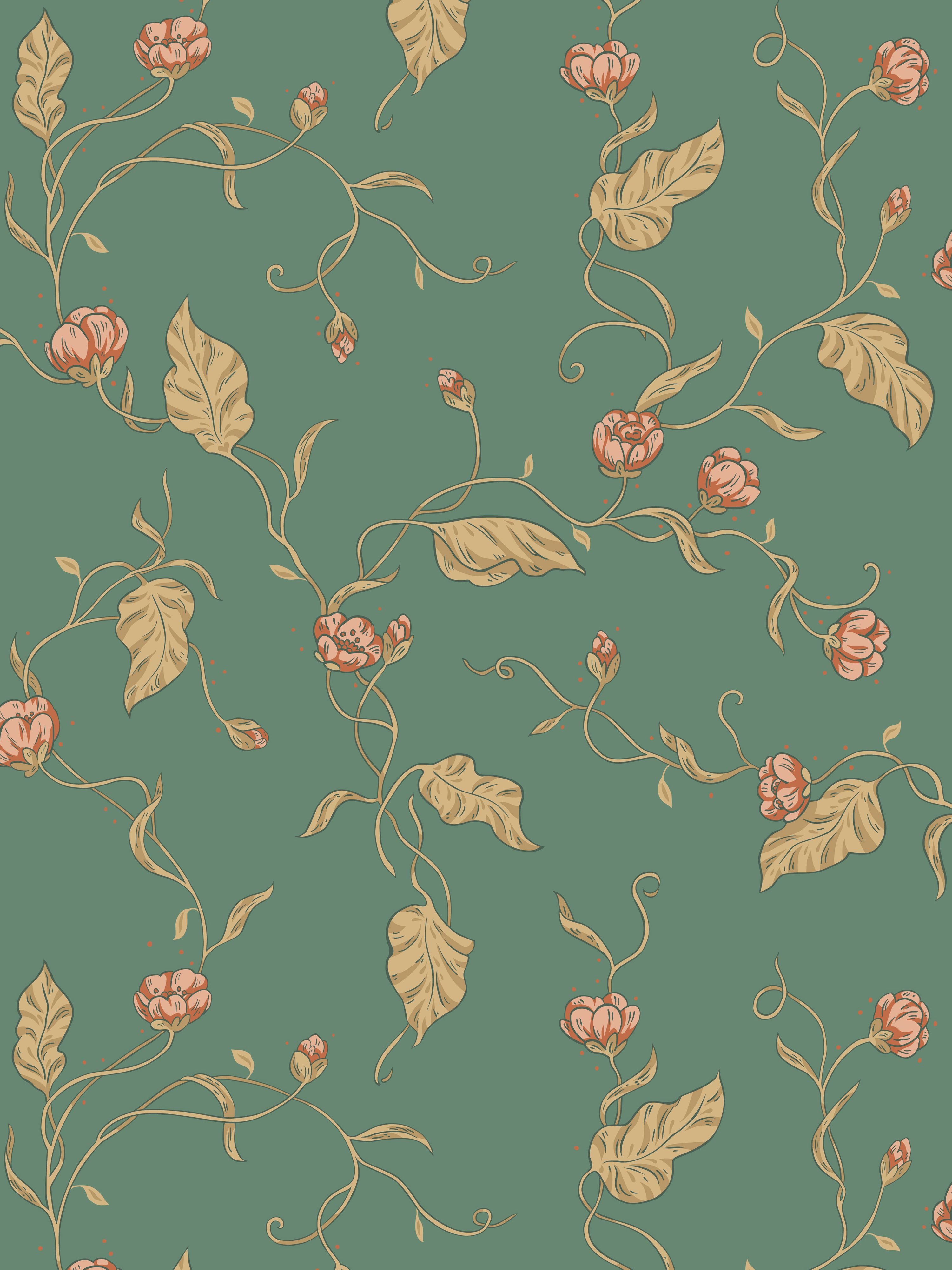 Elmire wallpaper in emerald color - pattern number WSB 00091400 - by Scalamandre in the  collection