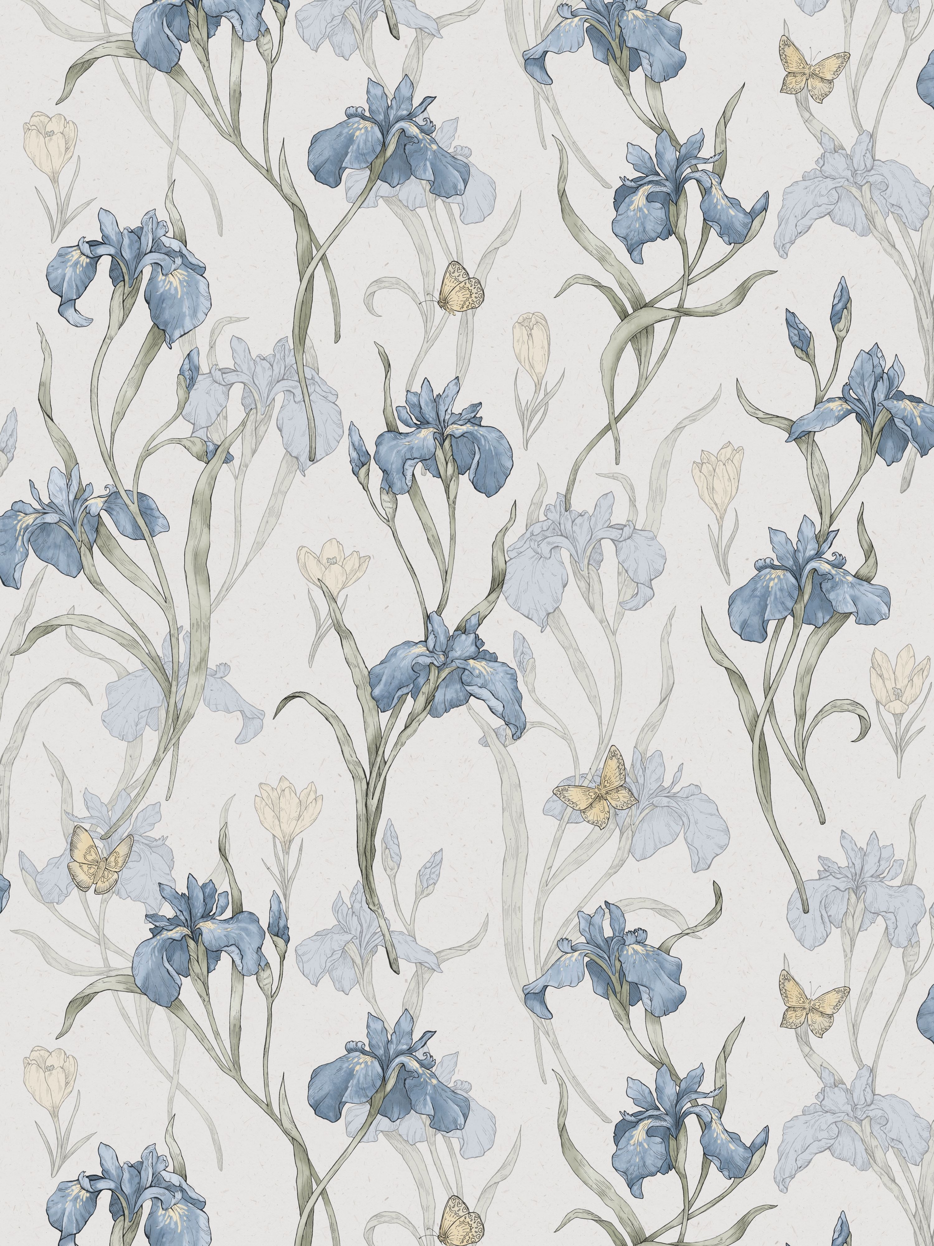 Iris wallpaper in sky blue color - pattern number WSB 003401013 - by Scalamandre in the  collection