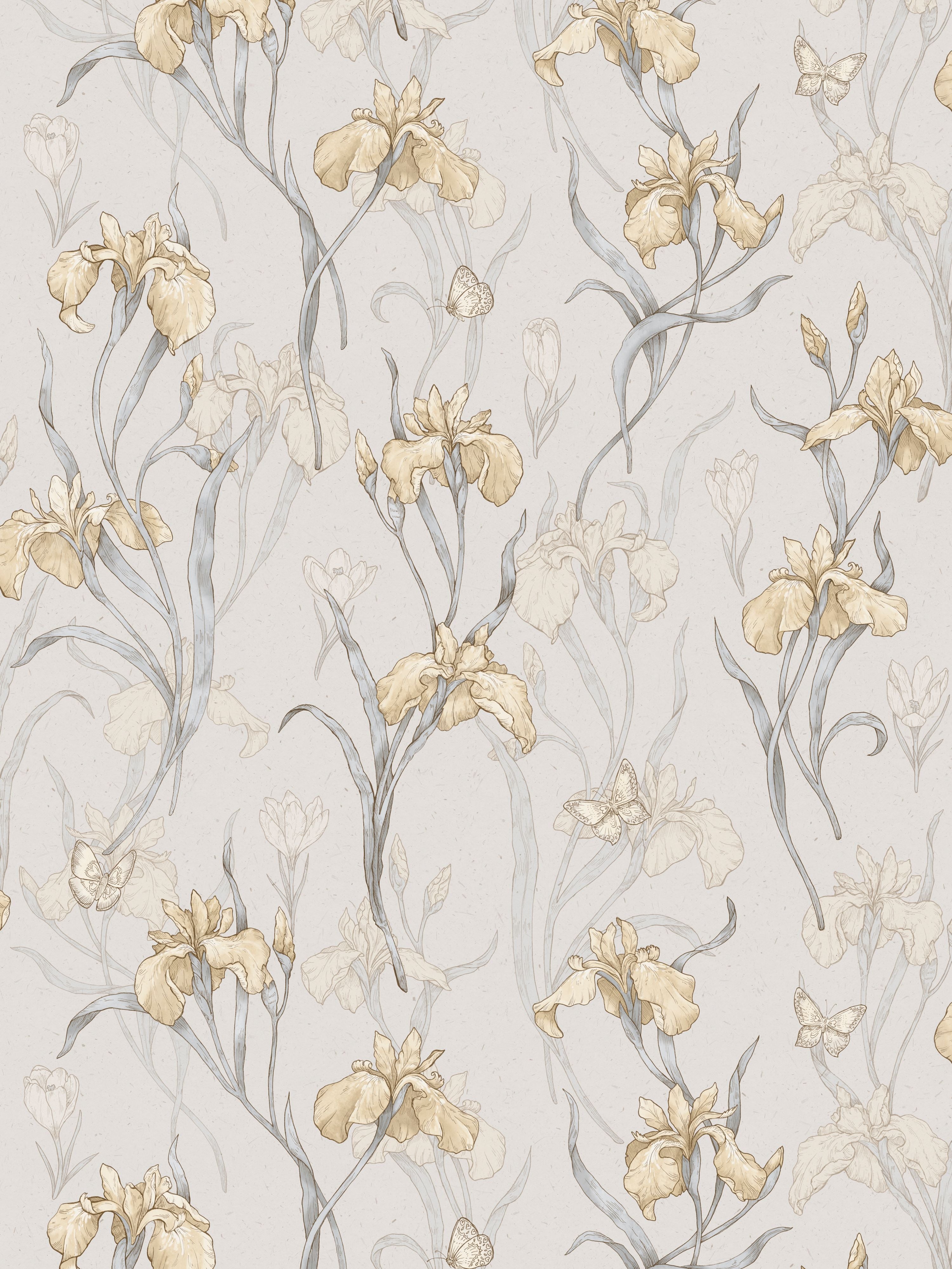 Iris wallpaper in amber color - pattern number WSB 003601013 - by Scalamandre in the  collection