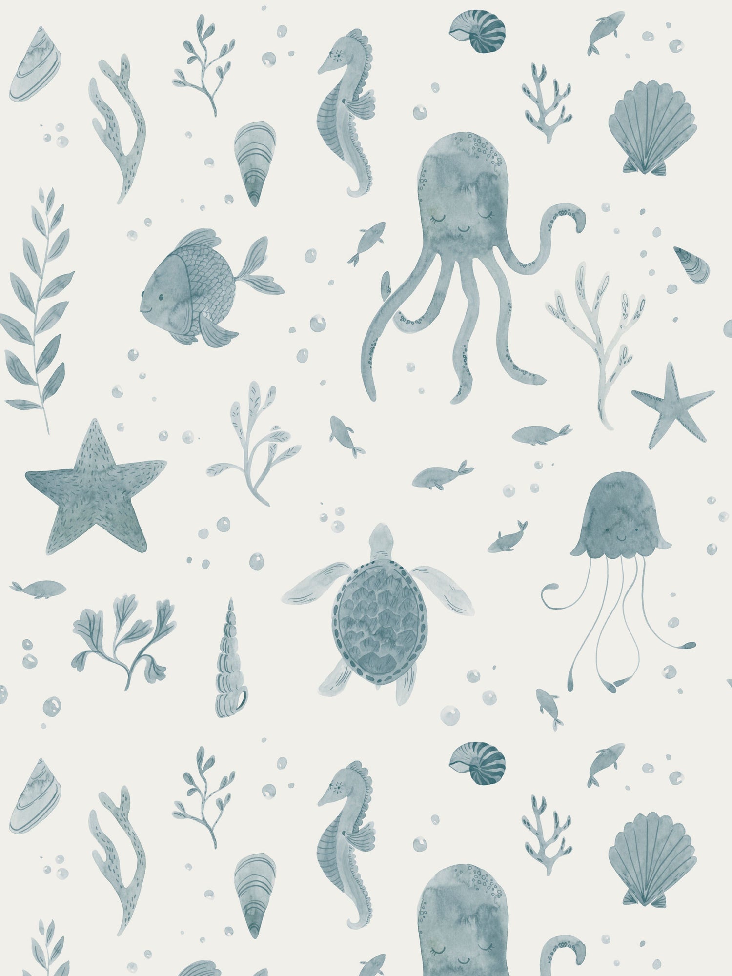 Della wallpaper in ocean blue color - pattern number WSB 00360243 - by Scalamandre in the  collection