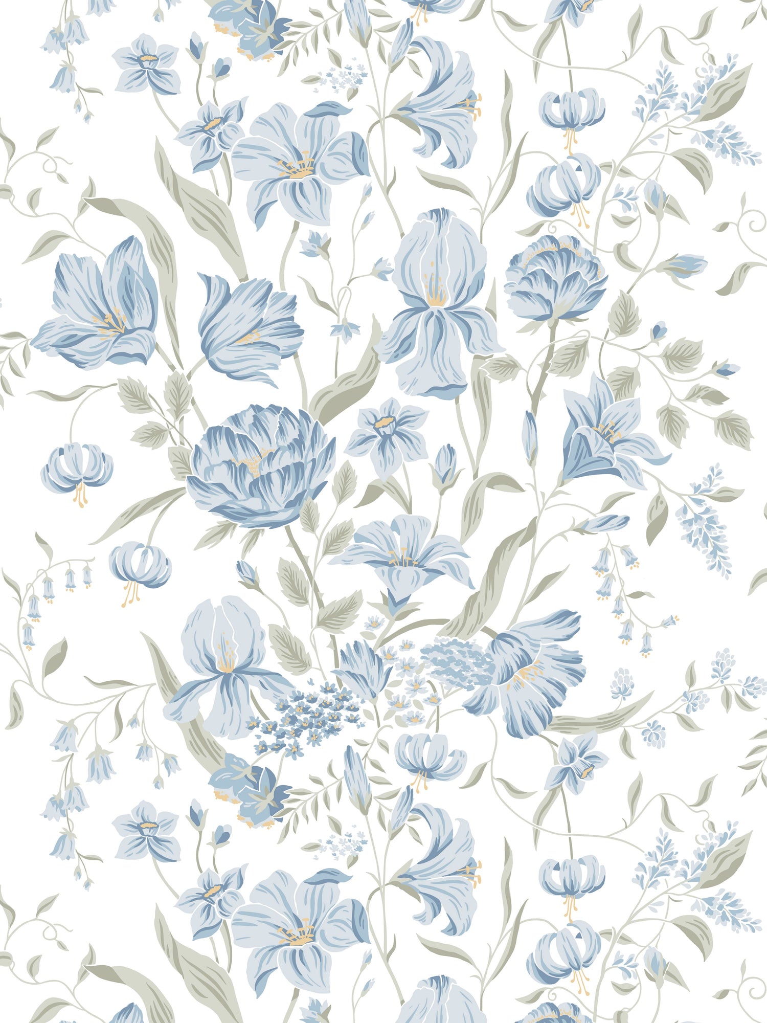 Karins Bukett wallpaper in sky blue color - pattern number WSB 00621016 - by Scalamandre in the  collection