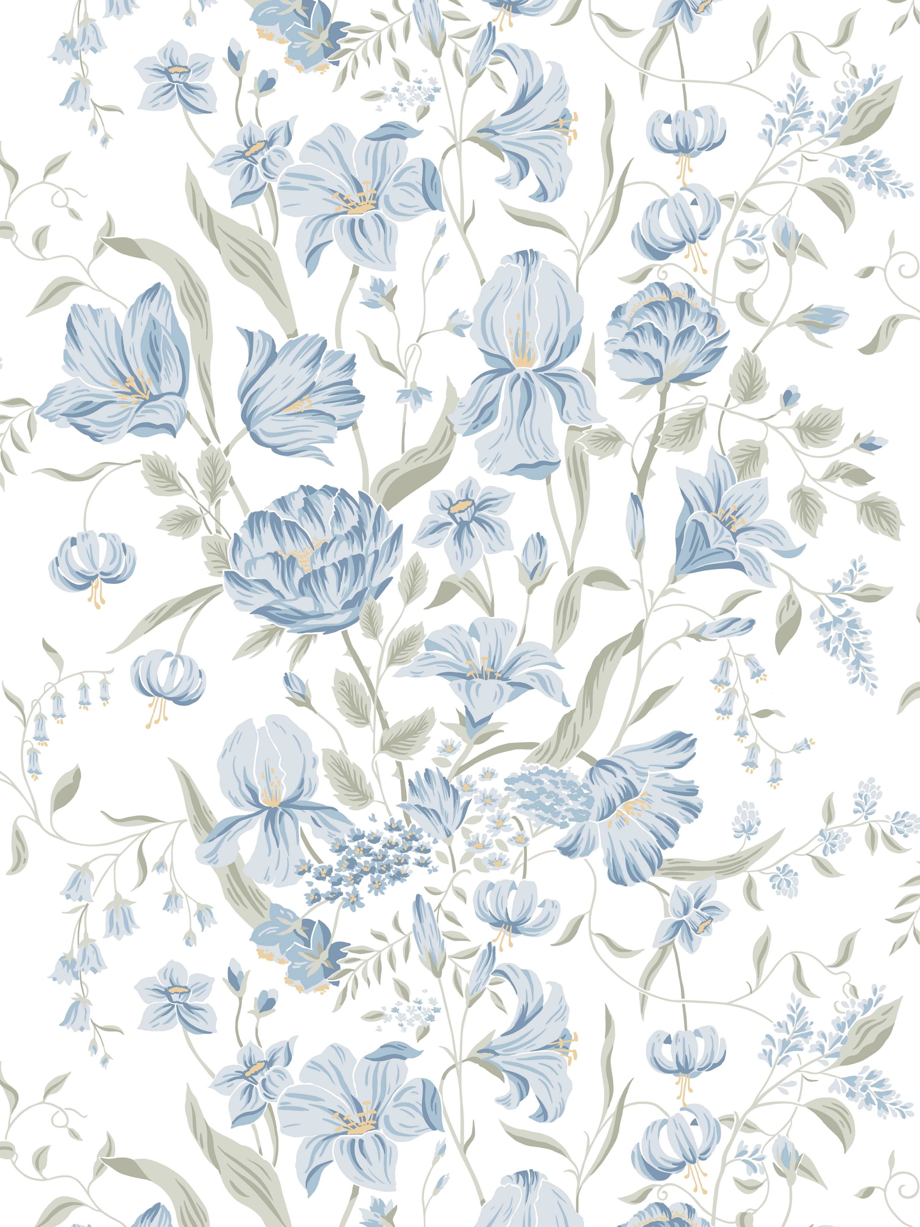 Karins Bukett wallpaper in sky blue color - pattern number WSB 00621016 - by Scalamandre in the  collection