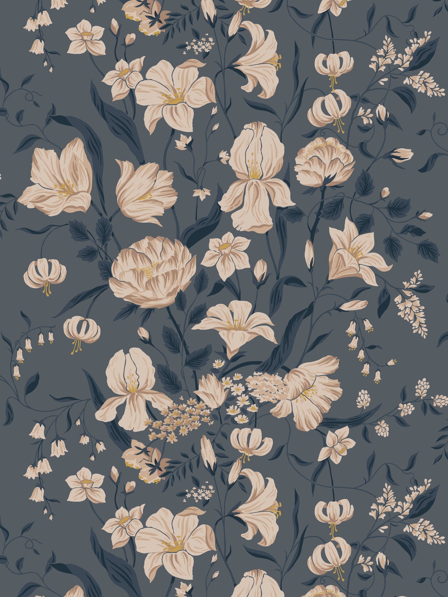 Karins Bukett wallpaper in indigo color - pattern number WSB 00631016 - by Scalamandre in the  collection