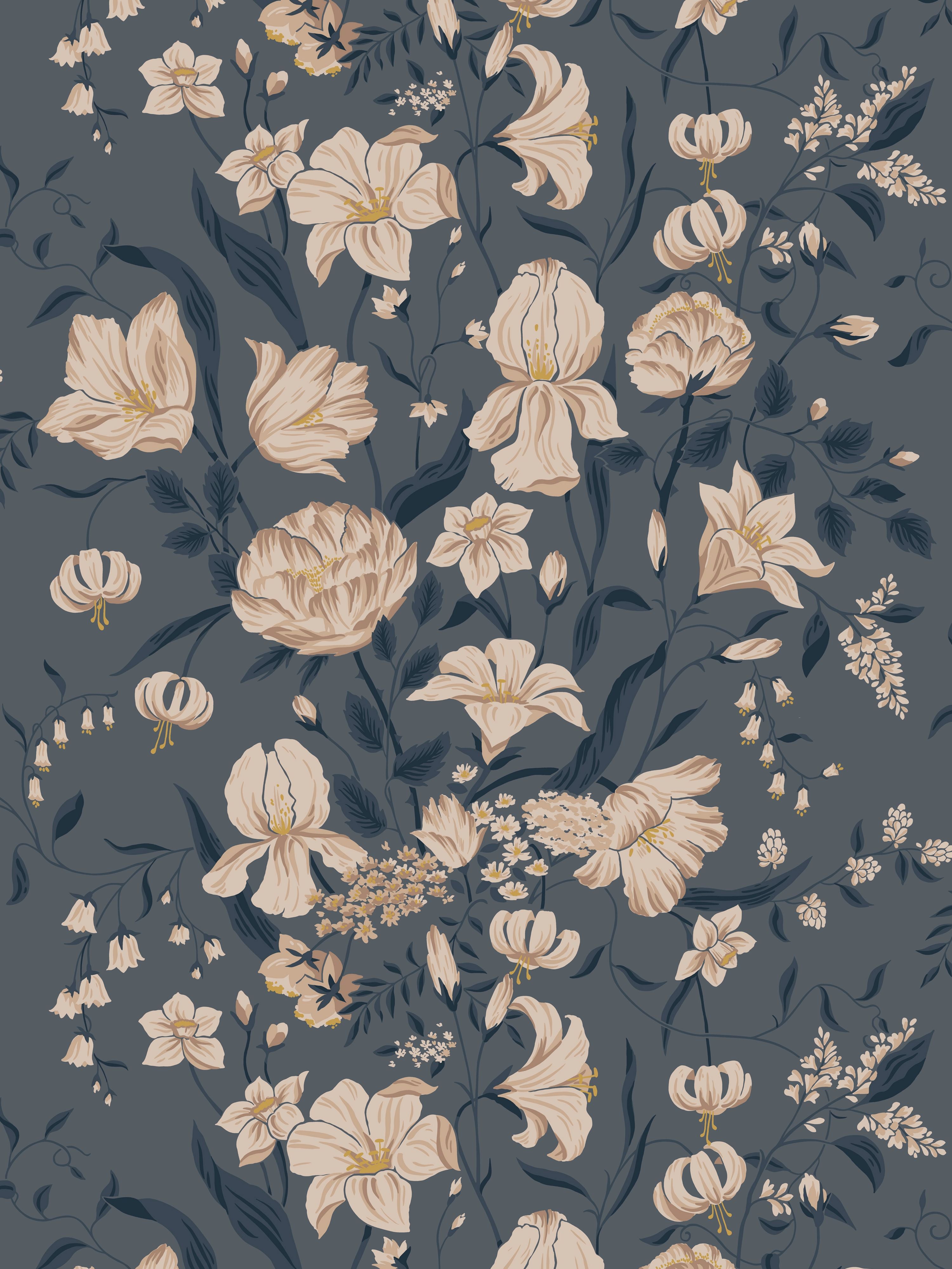 Karins Bukett wallpaper in indigo color - pattern number WSB 00631016 - by Scalamandre in the  collection