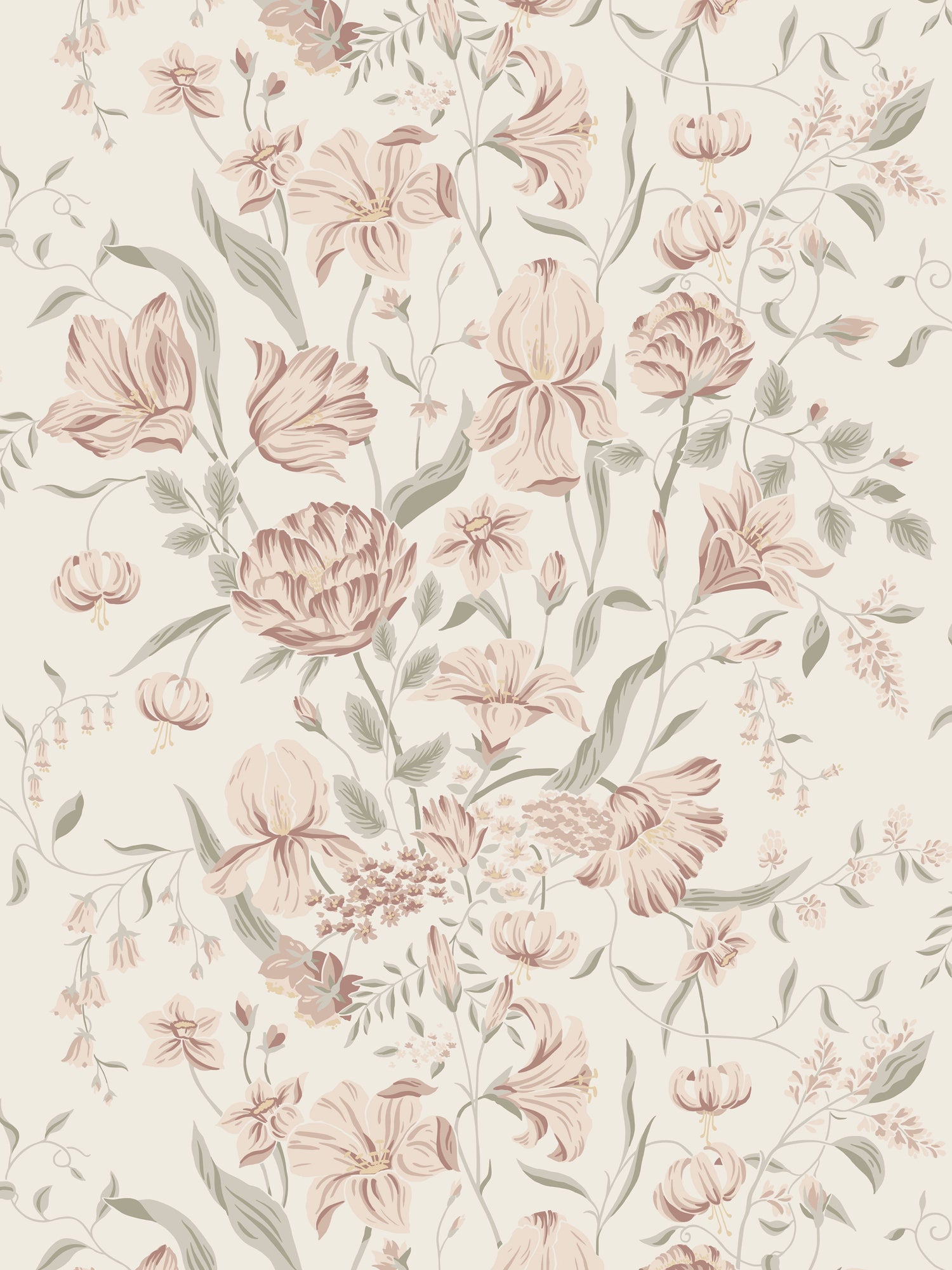 Karins Bukett wallpaper in powder pink color - pattern number WSB 00641016 - by Scalamandre in the  collection