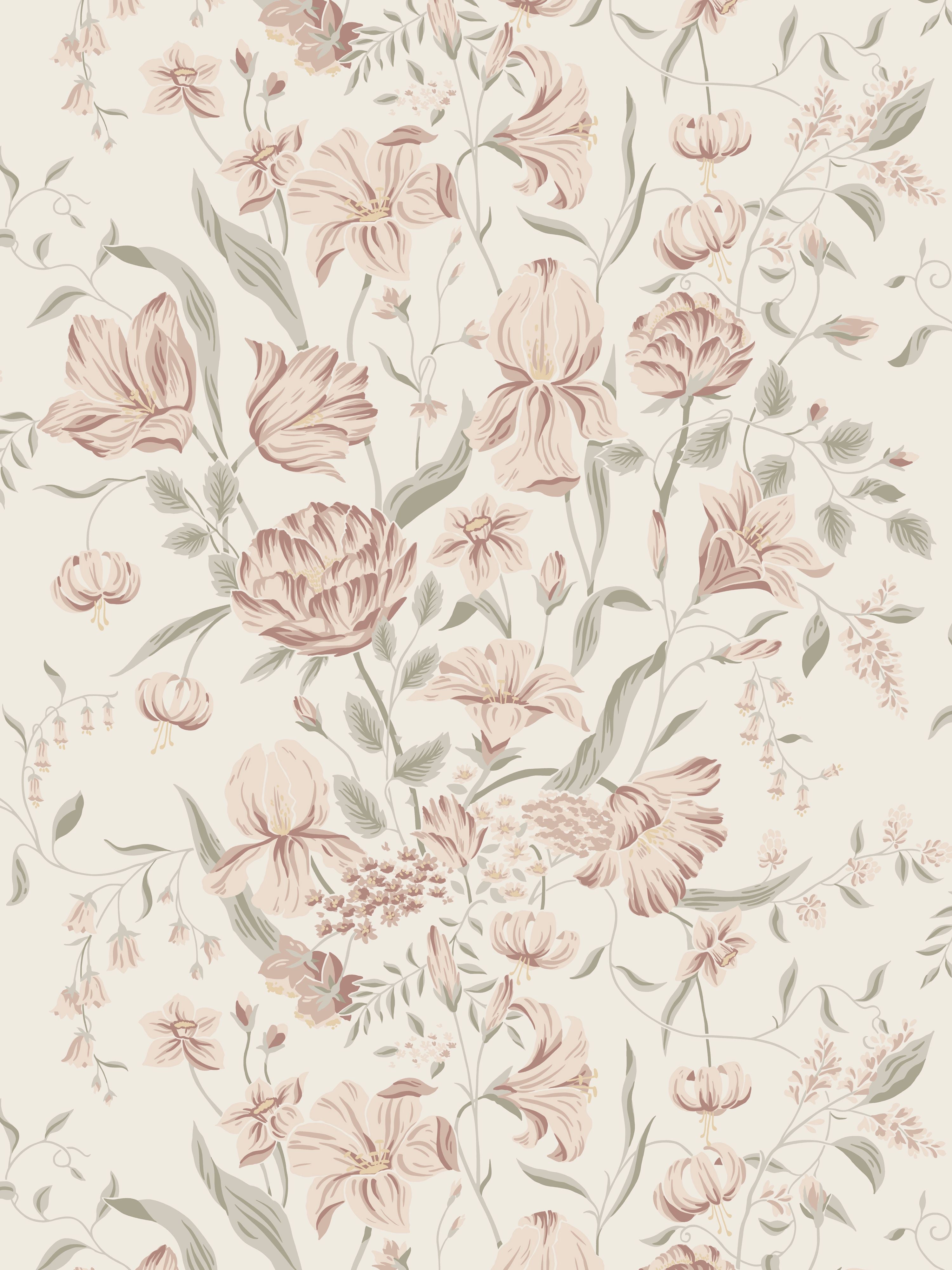 Karins Bukett wallpaper in powder pink color - pattern number WSB 00641016 - by Scalamandre in the  collection