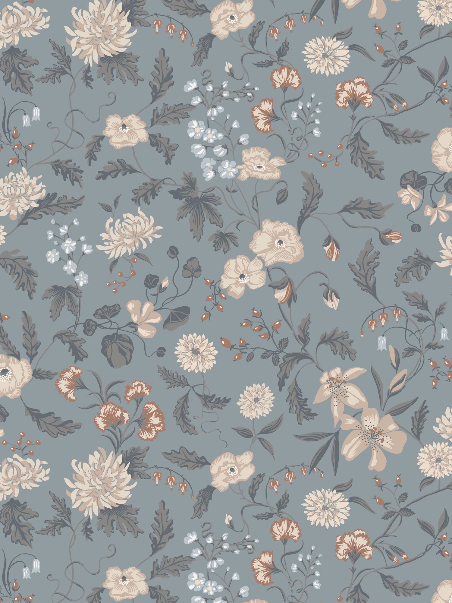 Till Karin wallpaper in folklore blue color - pattern number WSB 006501016 - by Scalamandre in the  collection