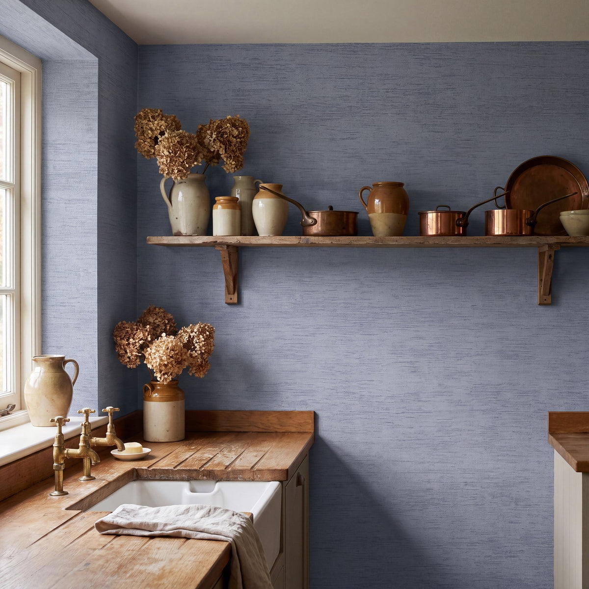 Brushed Texture Wallpaper in Blue color - pattern number WT71707 - by Galerie in the Wall Textures collection