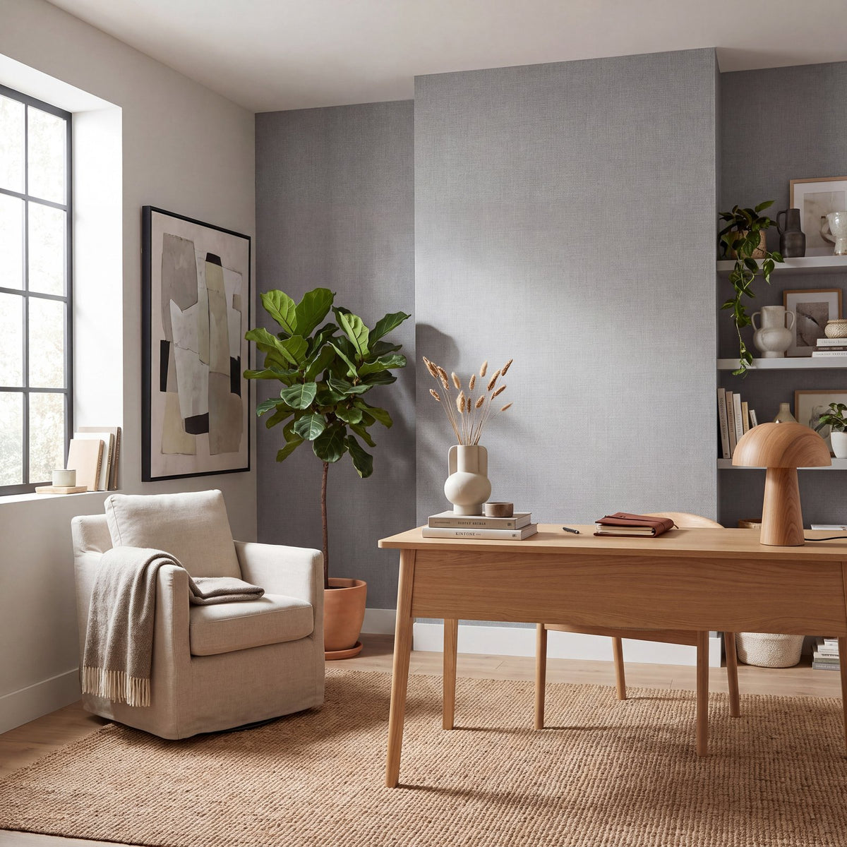 Textile Grid Wallpaper in Silver Grey color - pattern number WT71727 - by Galerie in the Wall Textures collection