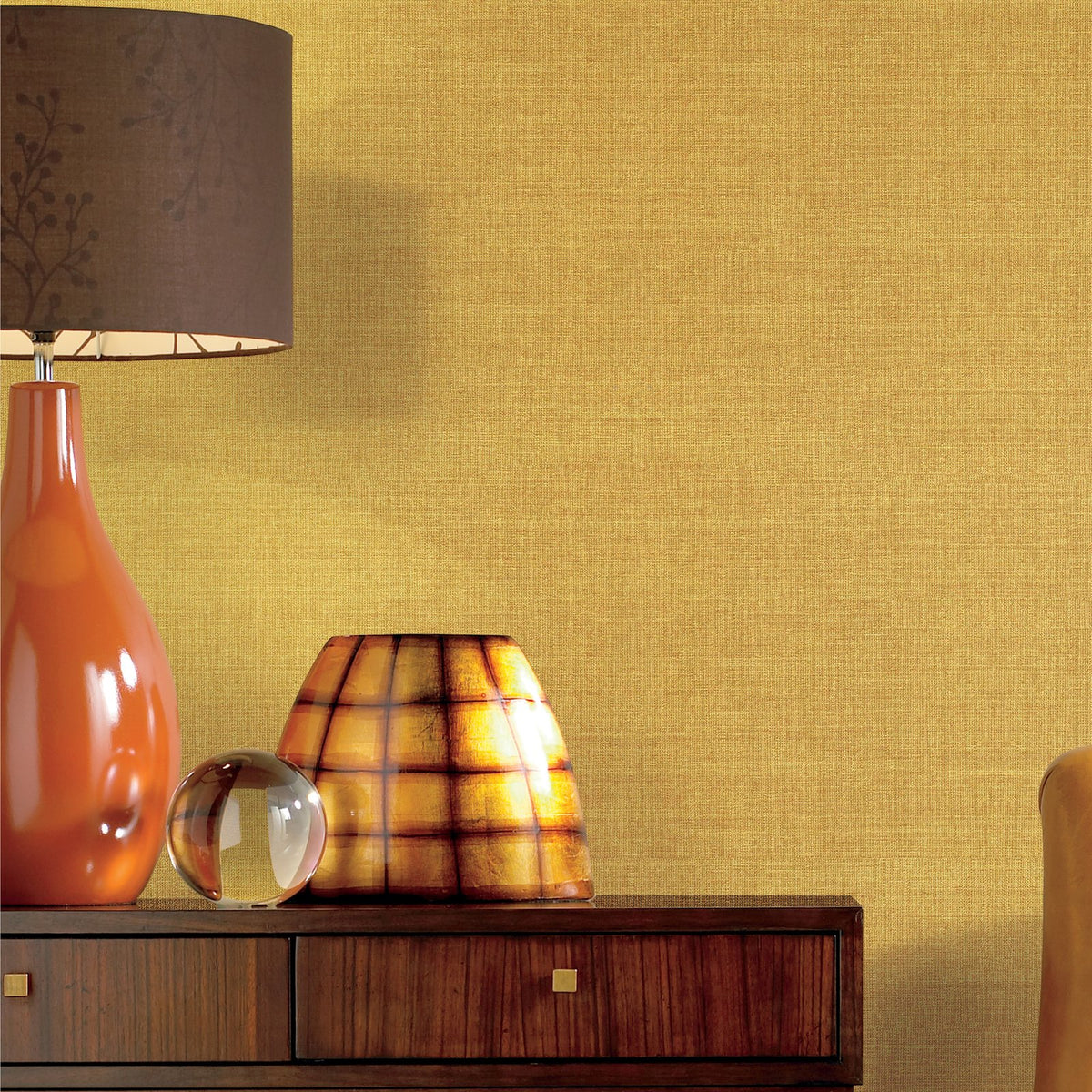 Textile Grid Wallpaper in Yellow color - pattern number WT71731 - by Galerie in the Wall Textures collection