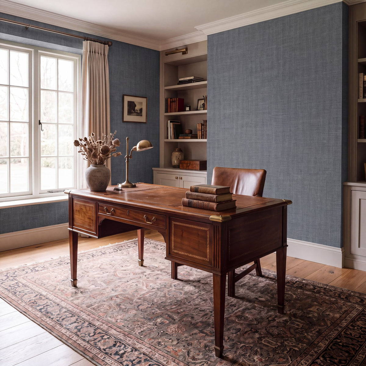 Textile Grid Wallpaper in Blue color - pattern number WT71742 - by Galerie in the Wall Textures collection