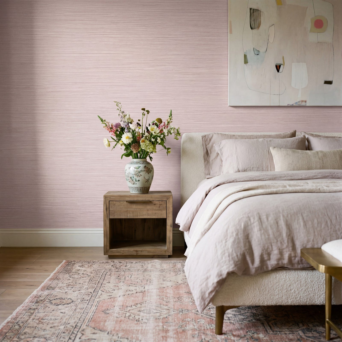 Papyrus Weave Wallpaper in Pink color - pattern number WT71760 - by Galerie in the Wall Textures collection