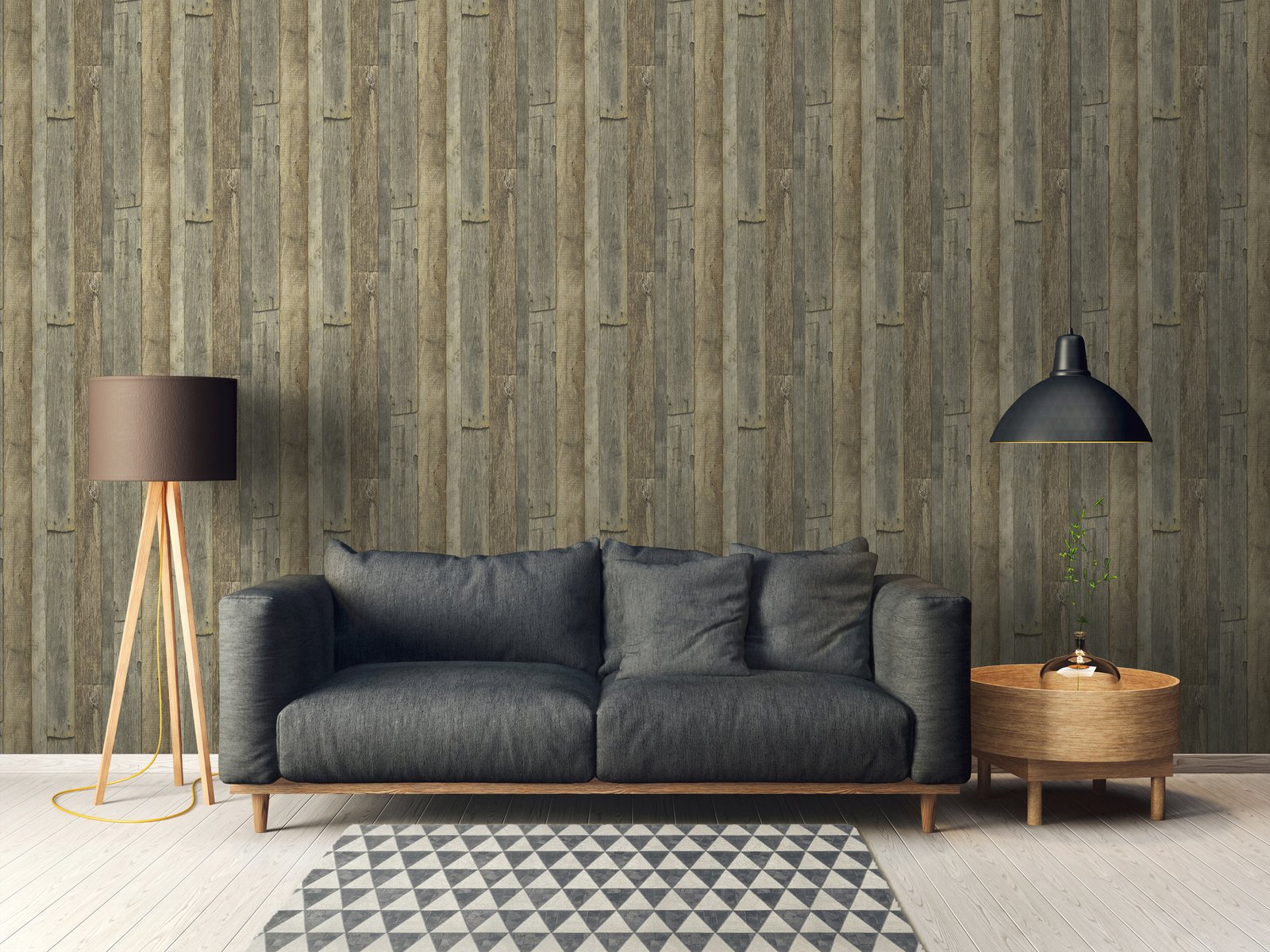 Reclaimed Wood Effect Motif wallpaper in bronze brown color - pattern number WW22211 - by Galerie in the The Woods and Wicker collection