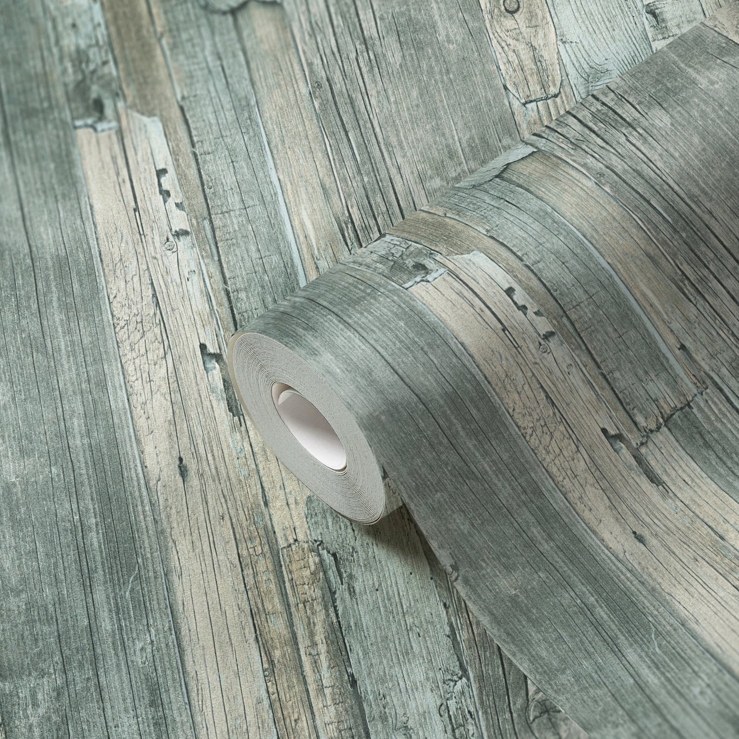 Drift Wood Effect Motif wallpaper in green color - pattern number WW22214 - by Galerie in the The Woods and Wicker collection