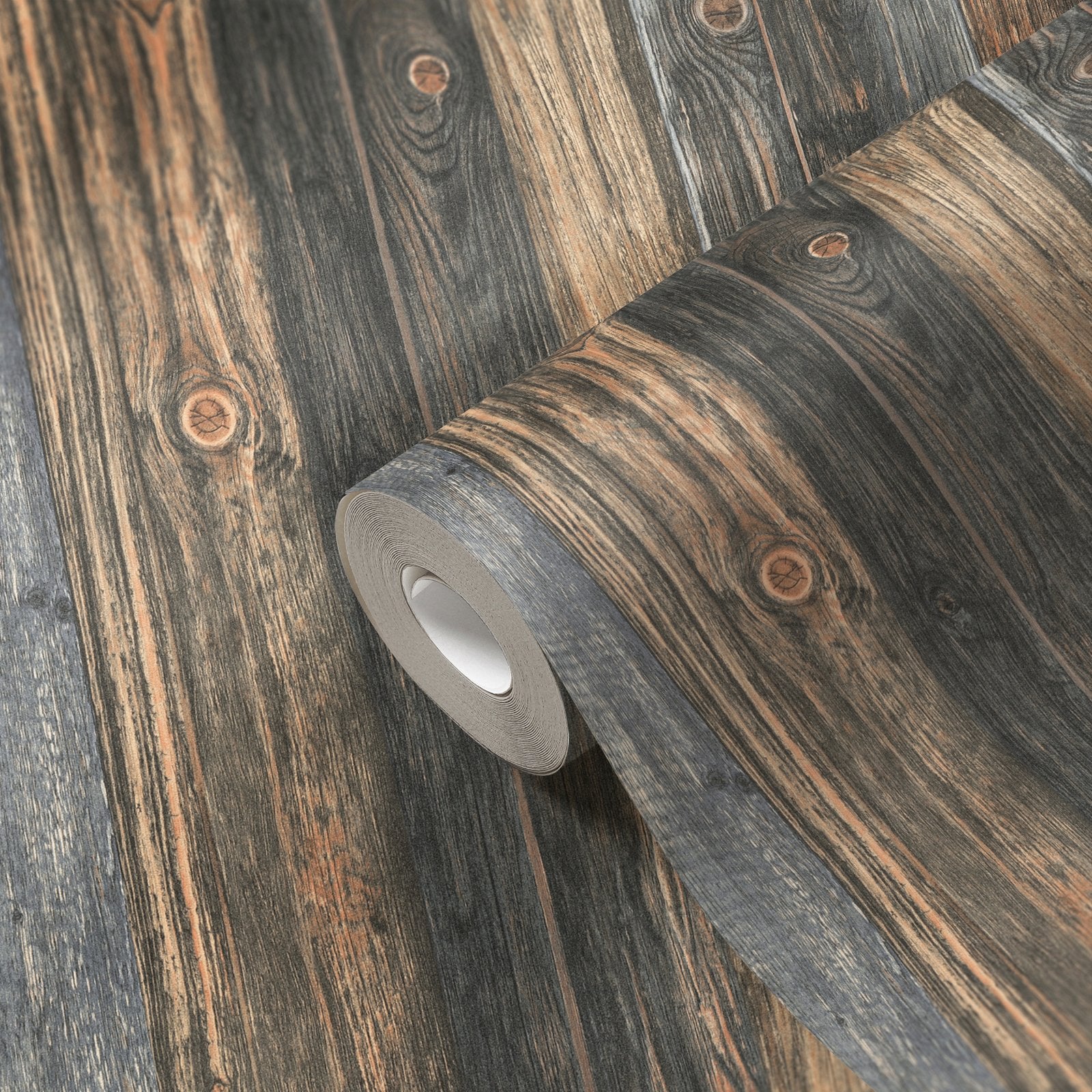 Wood Knots Effect Motif wallpaper in bronze brown color - pattern number WW22217 - by Galerie in the The Woods and Wicker collection