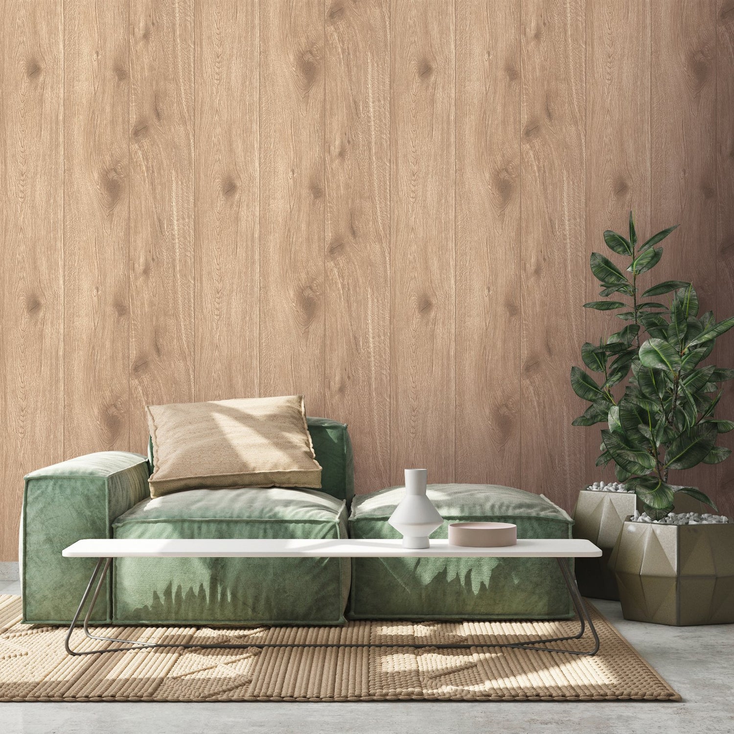 Forest Wood Effect Motif wallpaper in beige color - pattern number WW22219 - by Galerie in the The Woods and Wicker collection