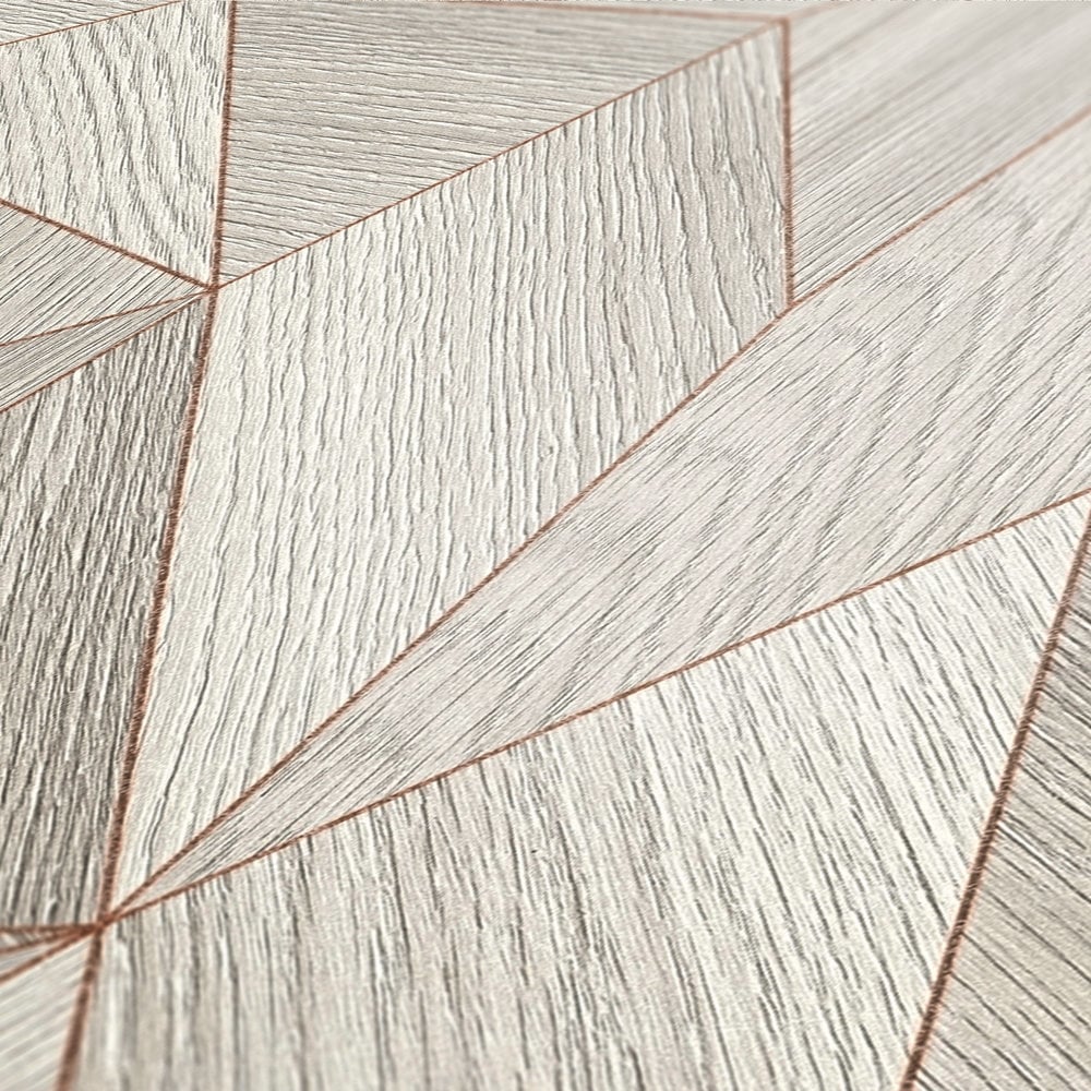 Geometric Wood Effect Motif wallpaper in beige color - pattern number WW22222 - by Galerie in the The Woods and Wicker collection