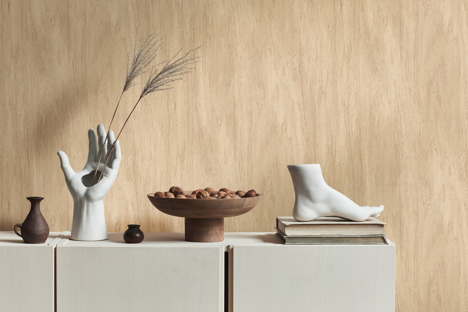 Wood Effect Motif wallpaper in beige color - pattern number WW22223 - by Galerie in the The Woods and Wicker collection
