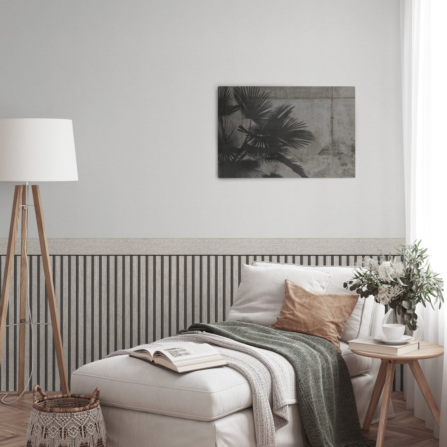 Dado Panel Effect Motif mural in silver grey color - pattern number WW22225 - by Galerie in the The Woods and Wicker collection