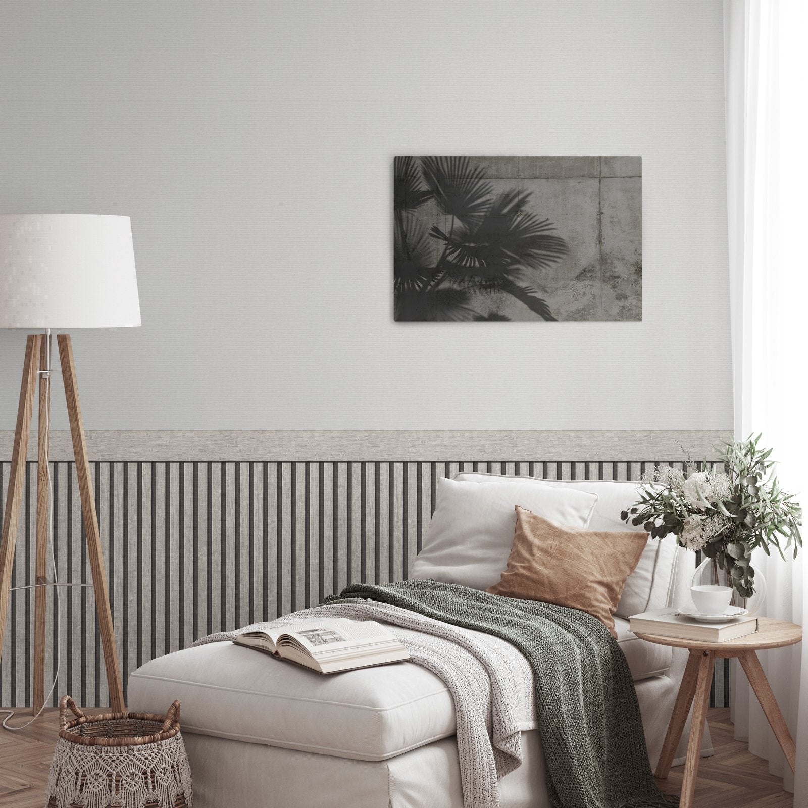 Dado Panel Effect Motif mural in silver grey color - pattern number WW22225 - by Galerie in the The Woods and Wicker collection