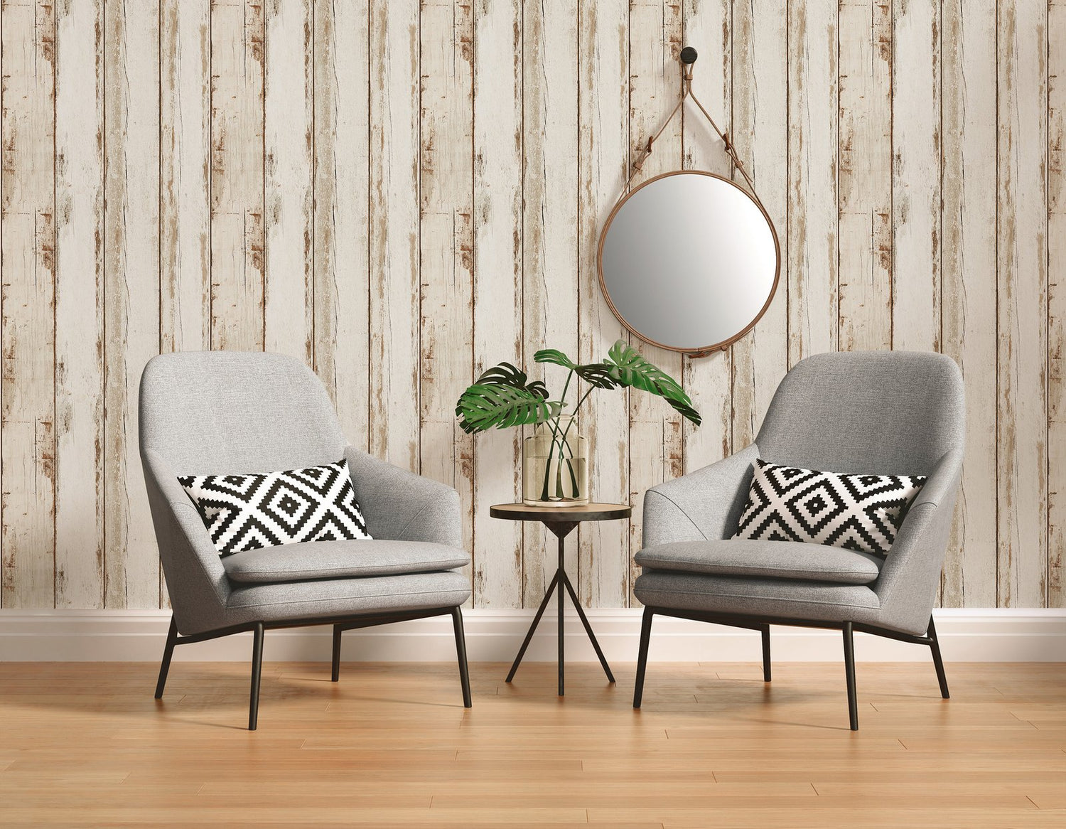 Wood Stripe Effect Motif wallpaper in bronze brown color - pattern number WW22232 - by Galerie in the The Woods and Wicker collection