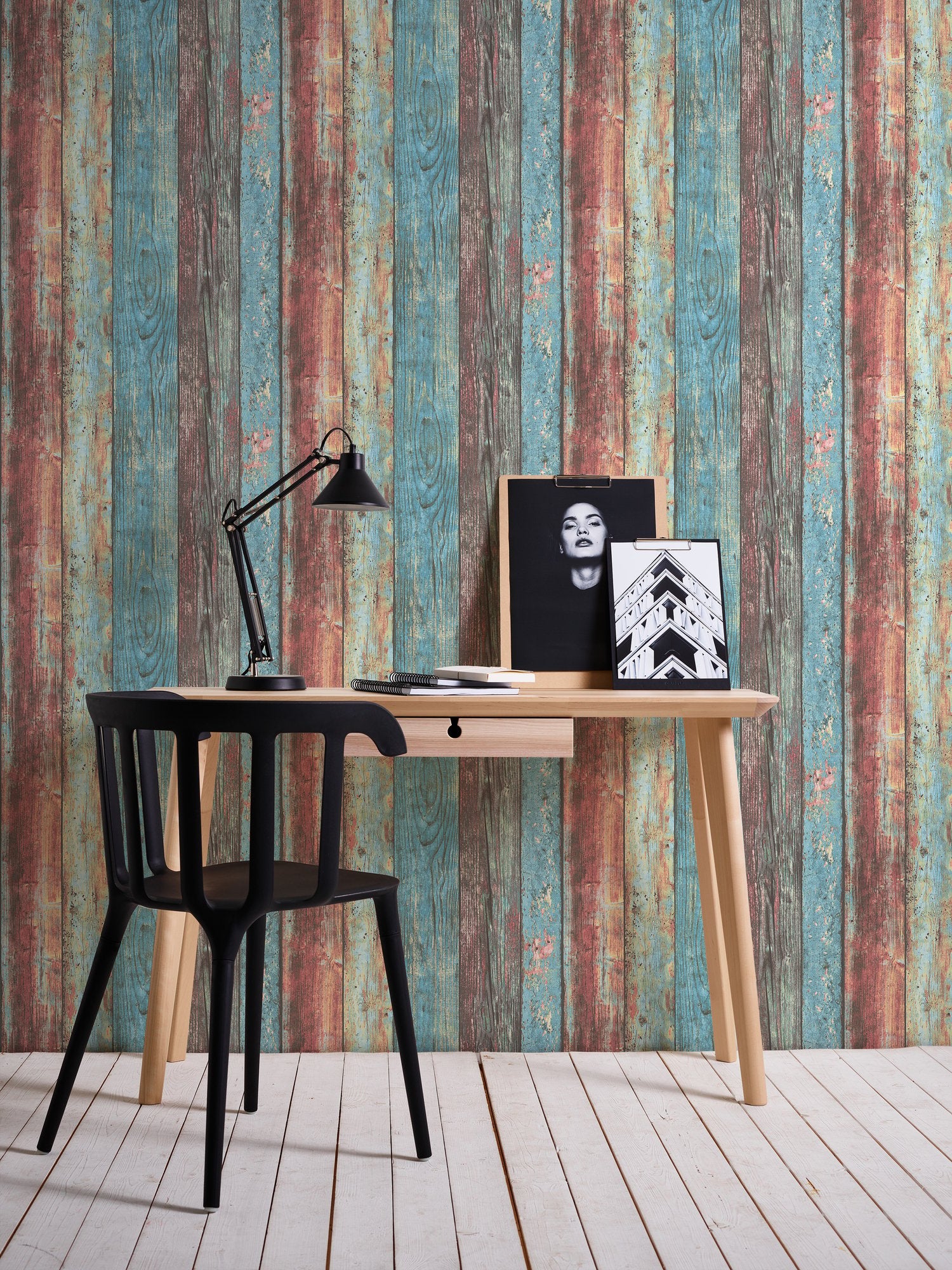 Broad Wood Stripe Effect Motif wallpaper in multi-coloured color - pattern number WW22235 - by Galerie in the The Woods and Wicker collection