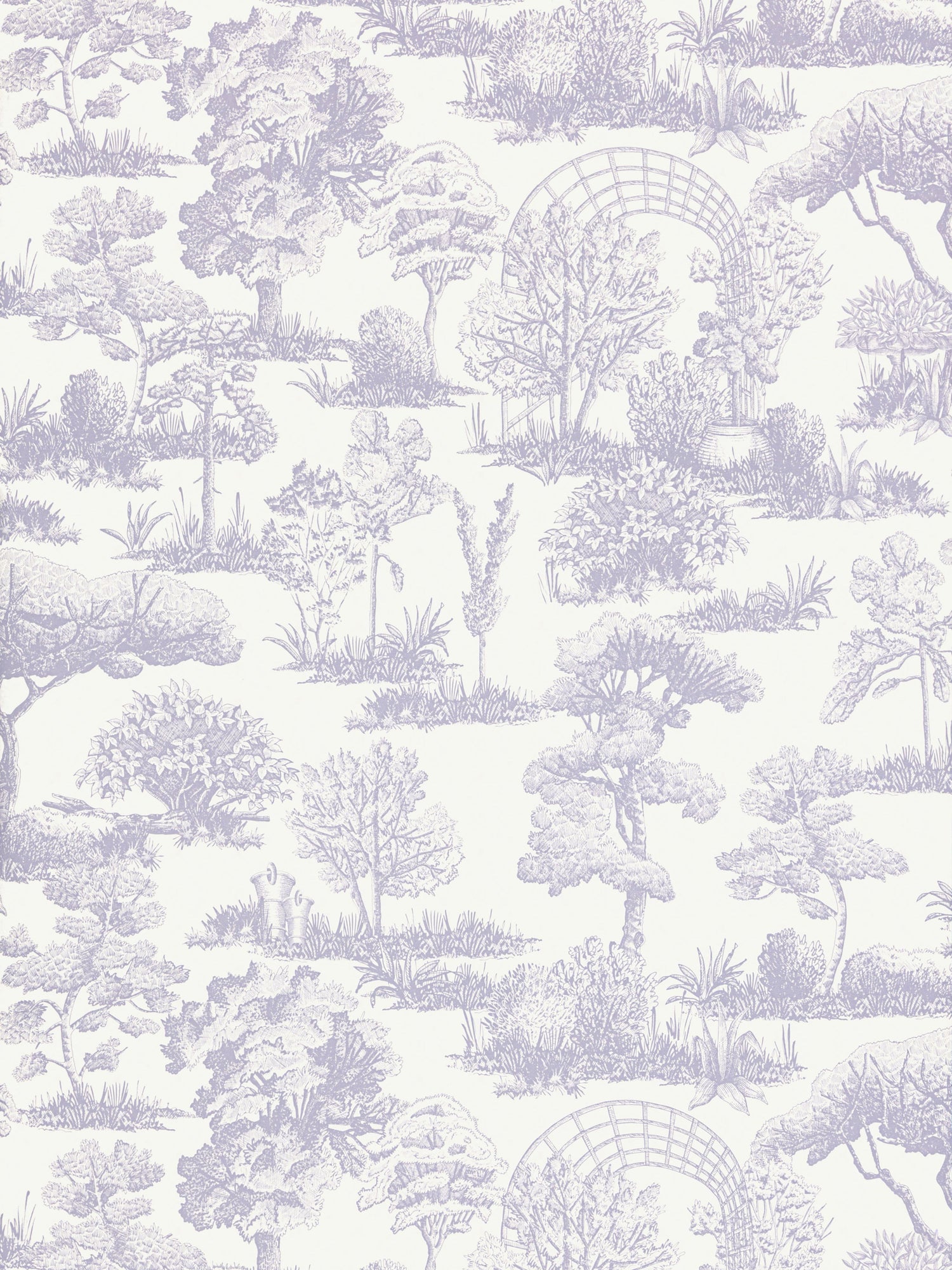 Garden Toile wallpaper in lavender color - pattern number WW WP88605D0001 - by Scalamandre in the  collection