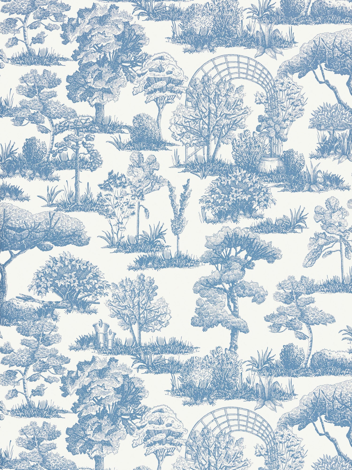 Garden Toile wallpaper in sky color - pattern number WW WP88605D0002 - by Scalamandre in the  collection