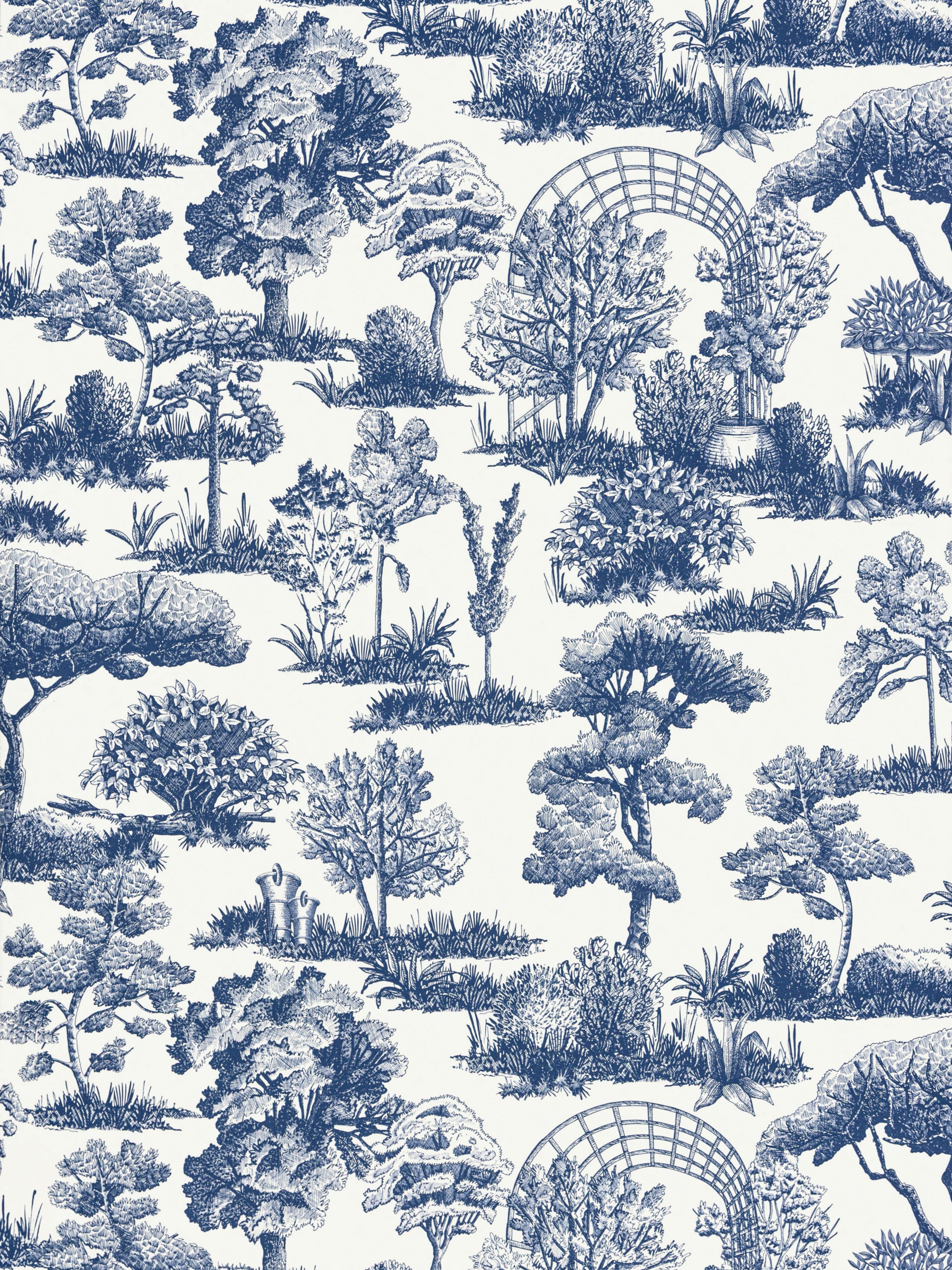 Garden Toile wallpaper in lapis color - pattern number WW WP88605D0003 - by Scalamandre in the  collection