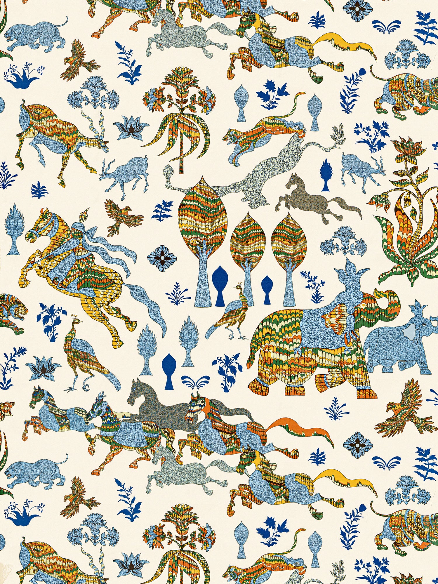 Legends wallpaper in tropical blue color - pattern number WW WP88606D0003 - by Scalamandre in the  collection