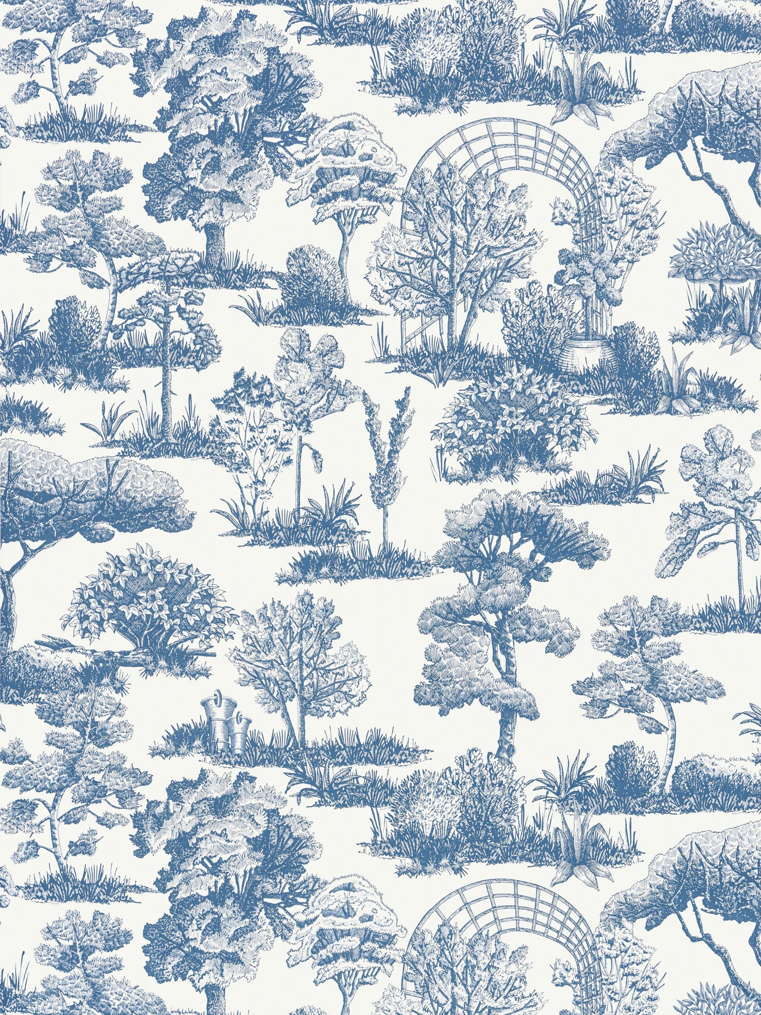 Garden Toile wallpaper in indigo color - pattern number WW WP88605D0004 - by Scalamandre in the  collection