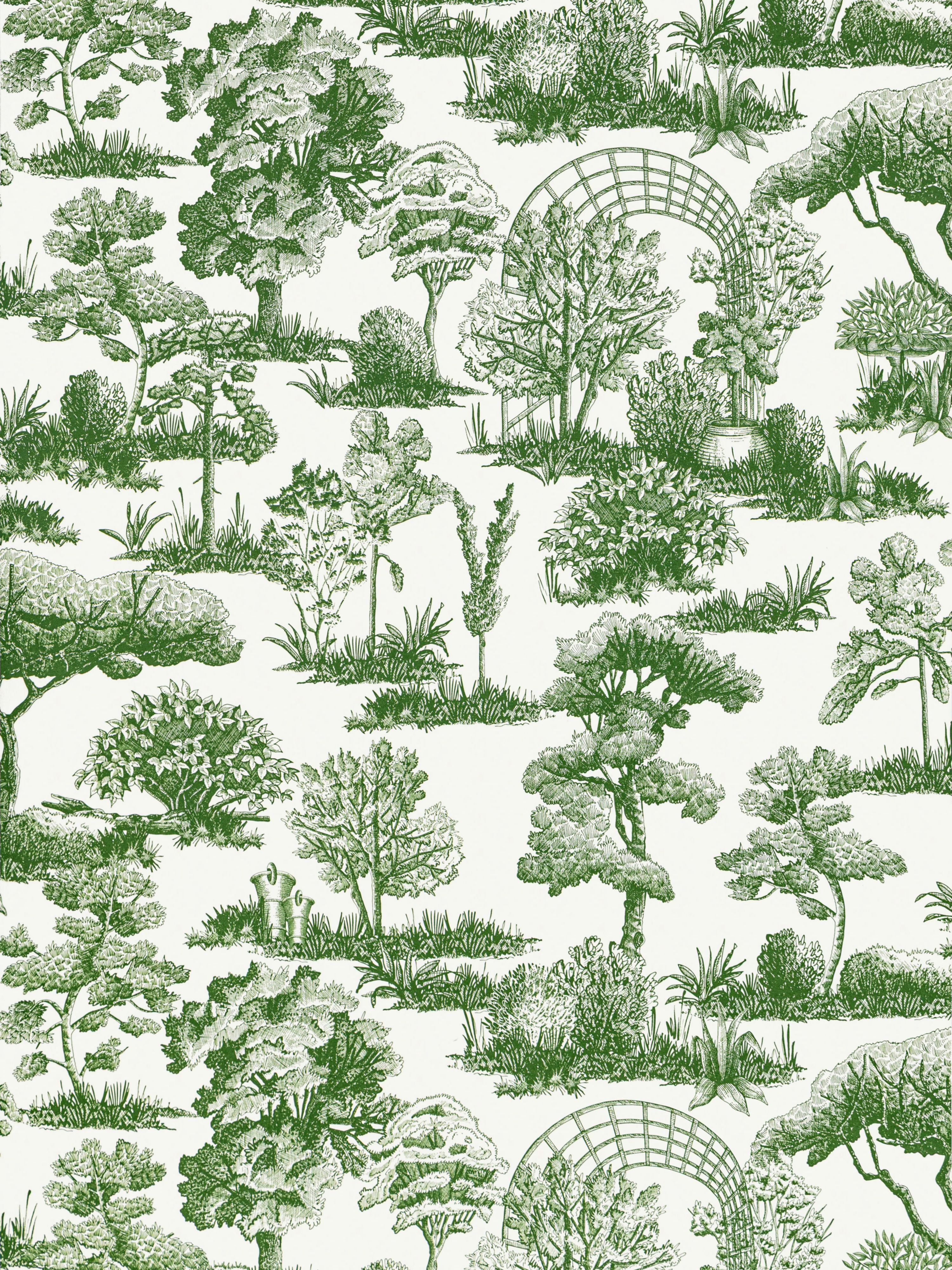 Garden Toile wallpaper in forest color - pattern number WW WP88605D0005 - by Scalamandre in the  collection