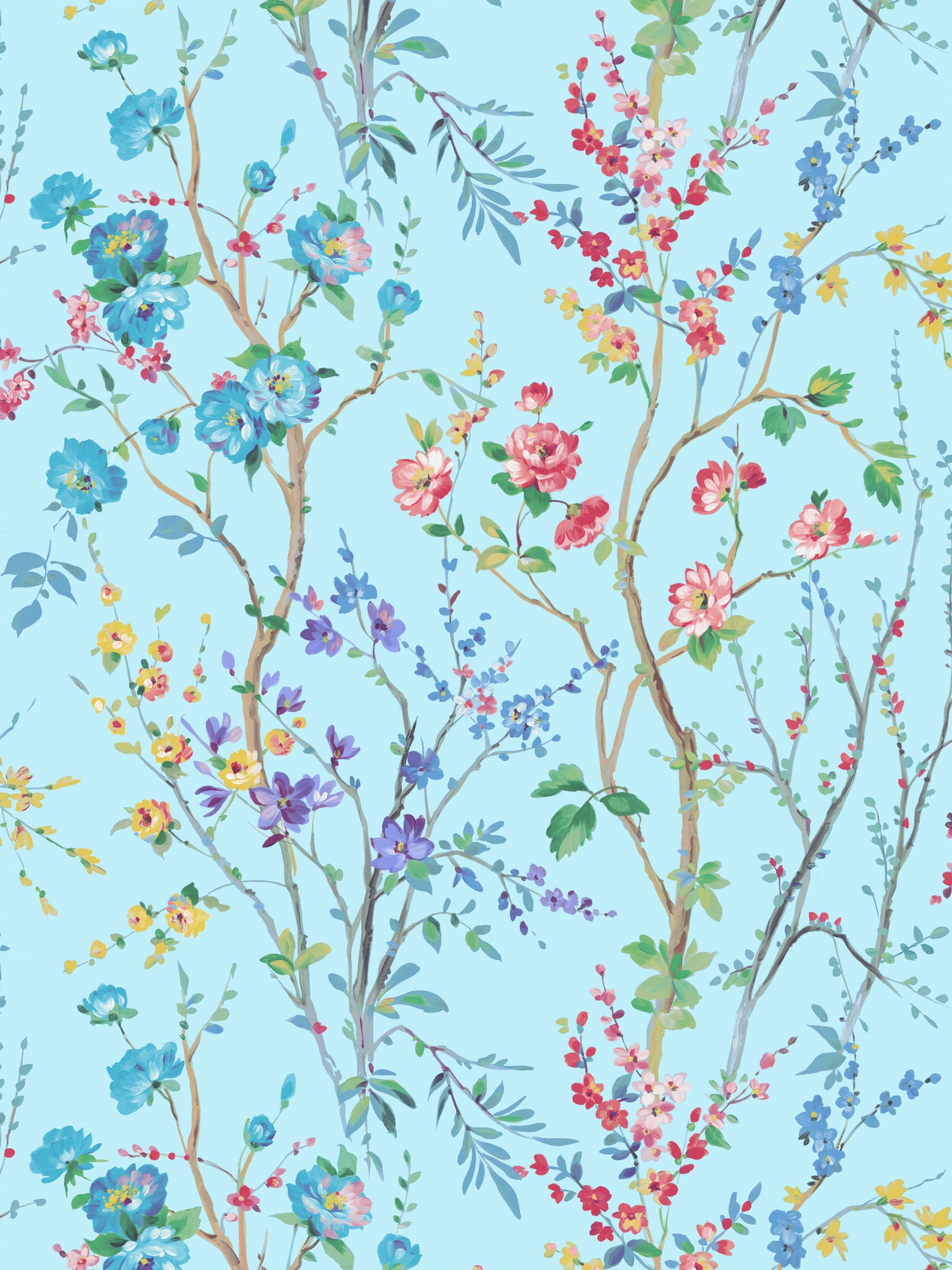 Potpourri wallpaper in turquoise color - pattern number WW WP88604D0006 - by Scalamandre in the  collection