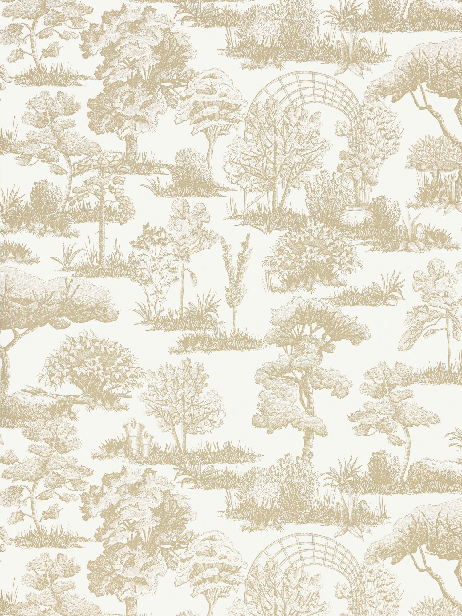 Garden Toile wallpaper in latte color - pattern number WW WP88605D0007 - by Scalamandre in the  collection