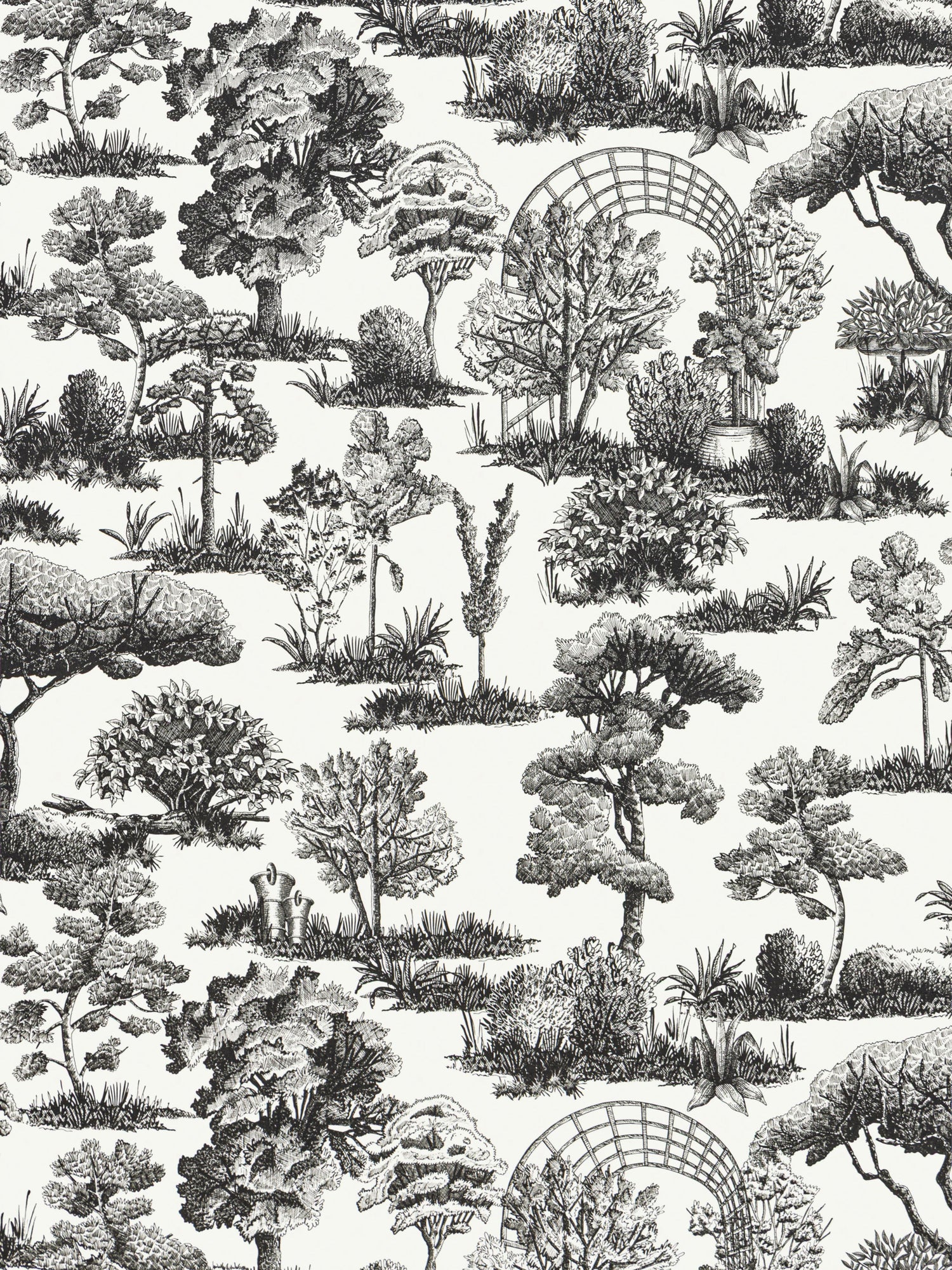 Garden Toile wallpaper in onyx color - pattern number WW WP88605D0011 - by Scalamandre in the  collection