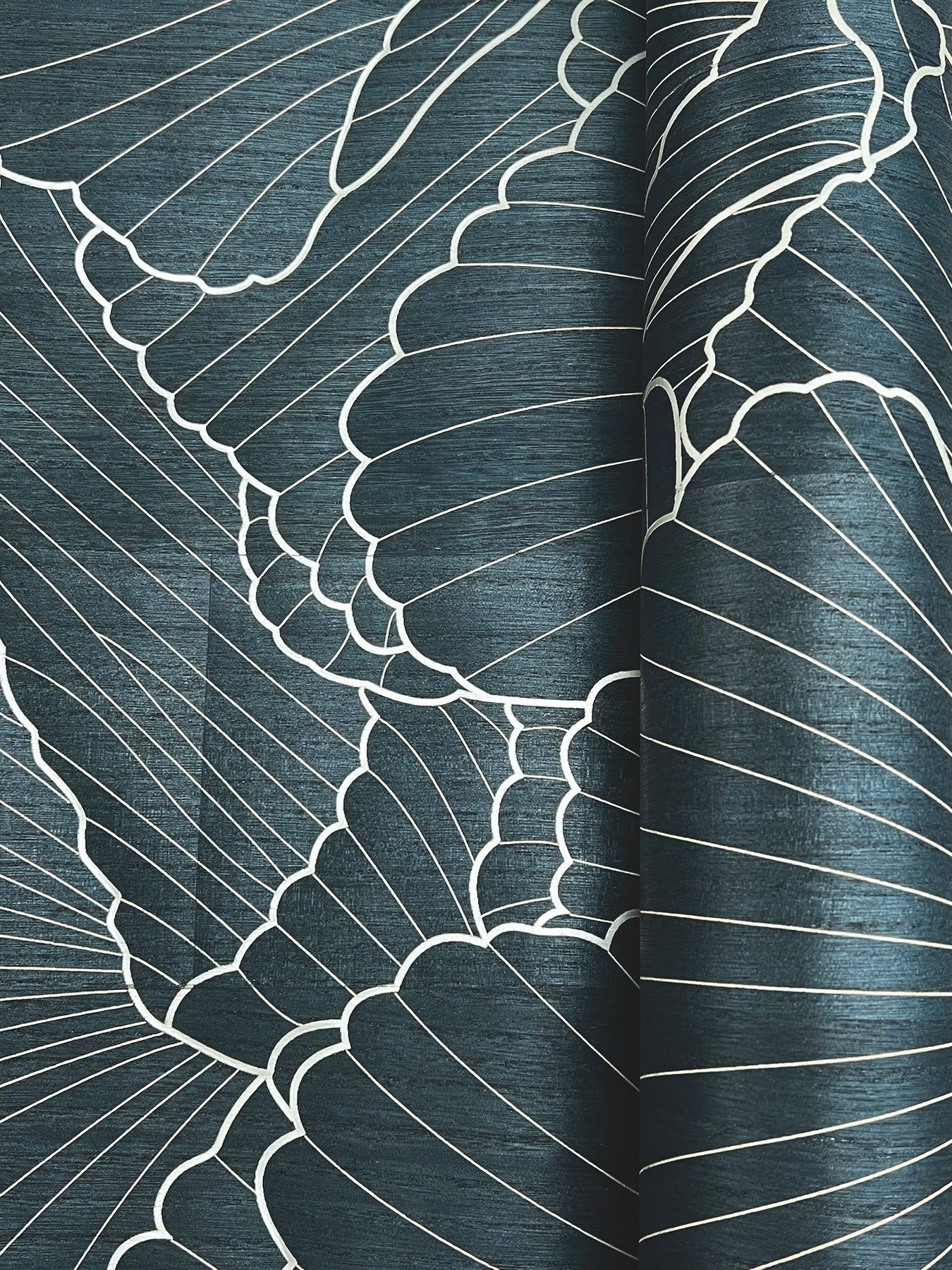 Shell Wood Veneer wallpaper in navy metallic color - pattern number YGL7000 - by Ronald Redding in the Natural Palette Resource collection