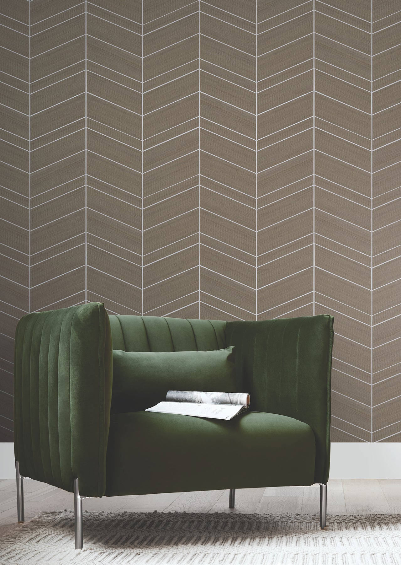 Chevron Abaca wallpaper in cinnamon color - pattern number YGL7024 - by Ronald Redding in the Natural Palette Resource collection