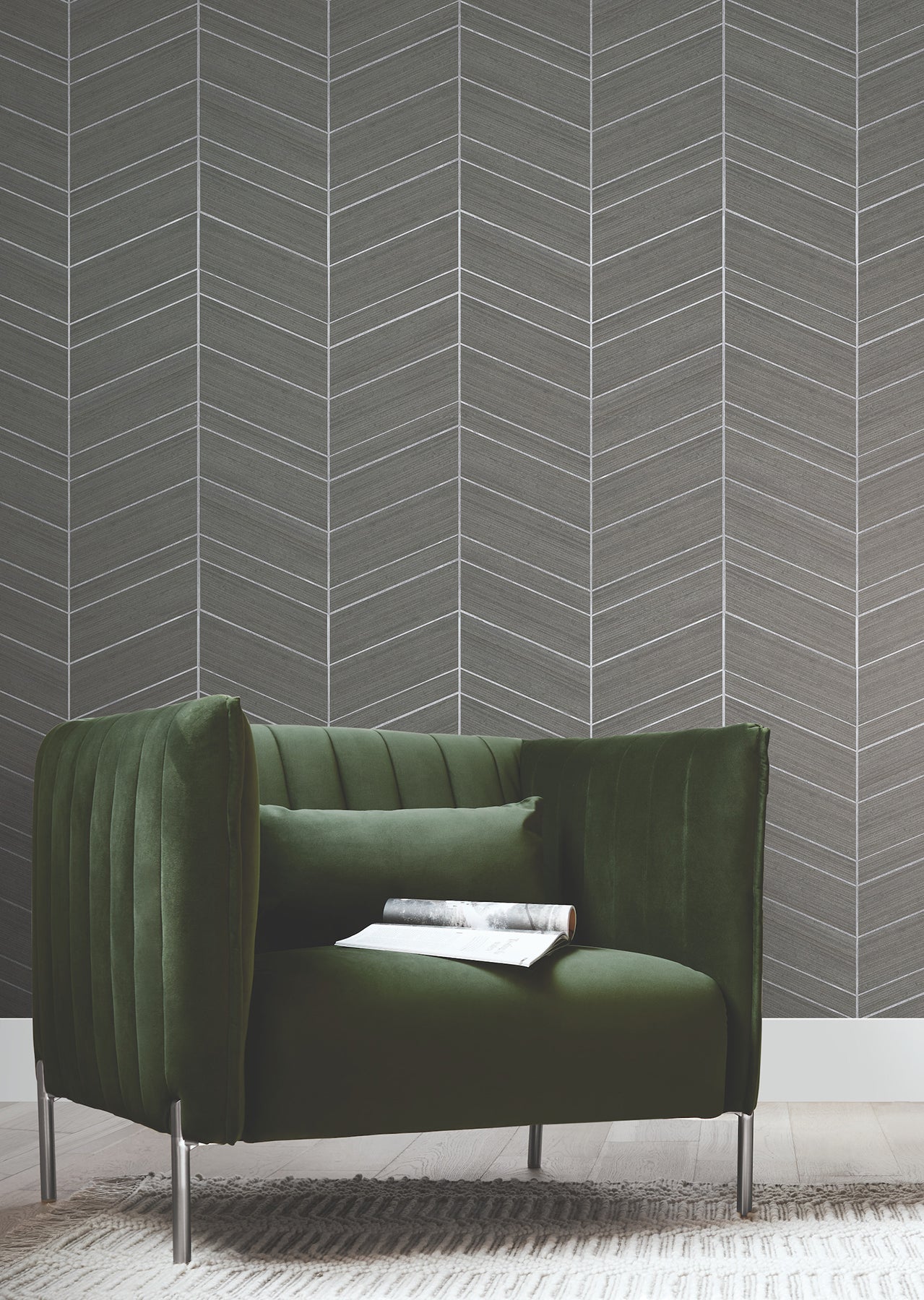Chevron Abaca wallpaper in portabella color - pattern number YGL7035 - by Ronald Redding in the Natural Palette Resource collection
