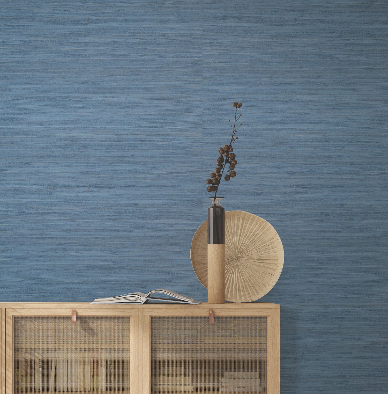 Painted Hemp wallpaper in tuscan blue color - pattern number YGL7066 - by Ronald Redding in the Natural Palette Resource collection