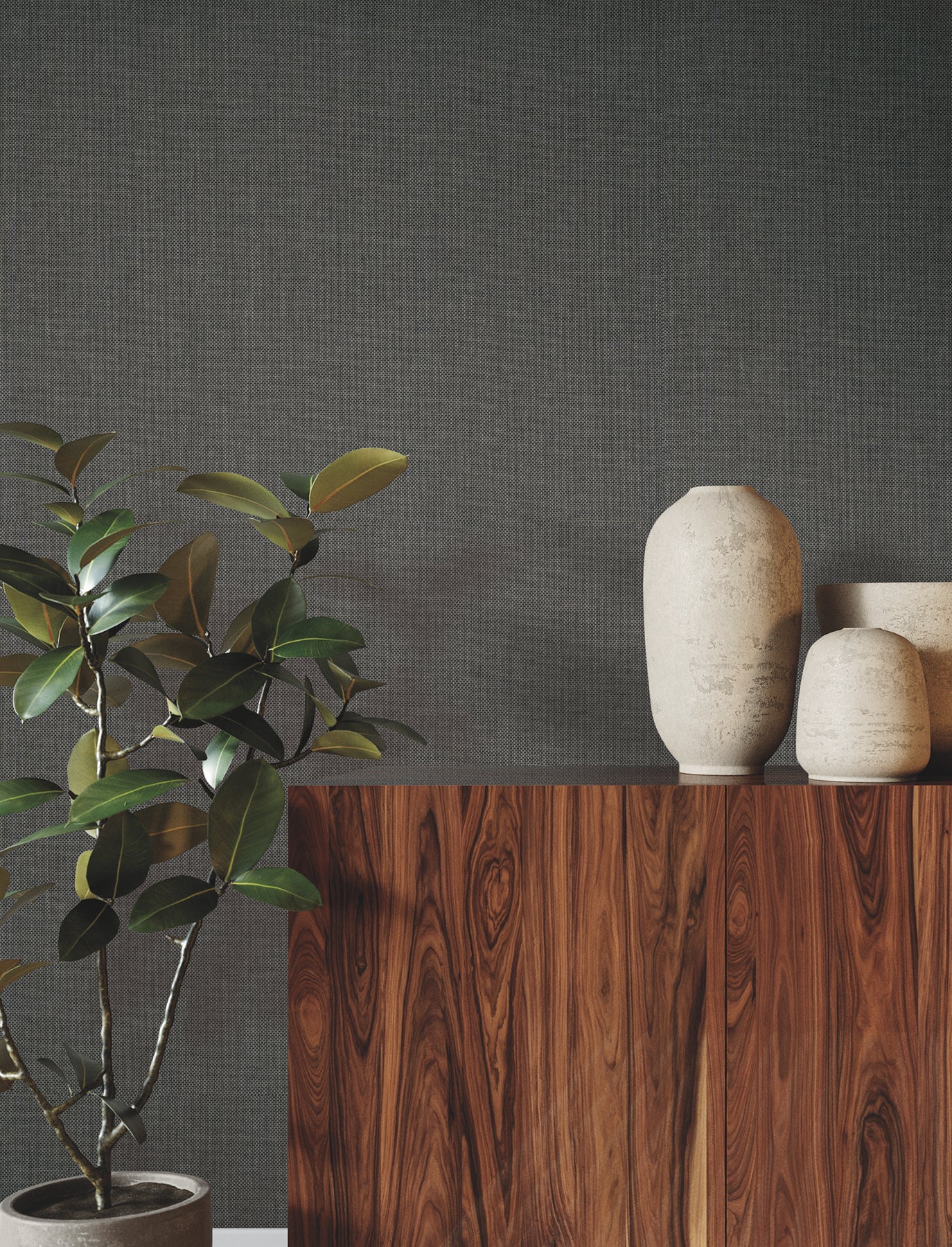 Check Paperweave wallpaper in graphite color - pattern number YGL7078 - by Ronald Redding in the Natural Palette Resource collection