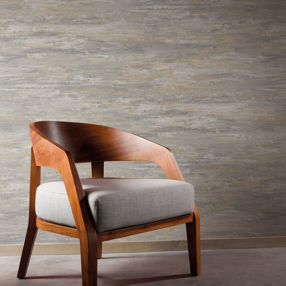 Horizontal Plain Wallpaper in grey color - pattern number ARA68104 - by Grandeco in the Arcadia collection