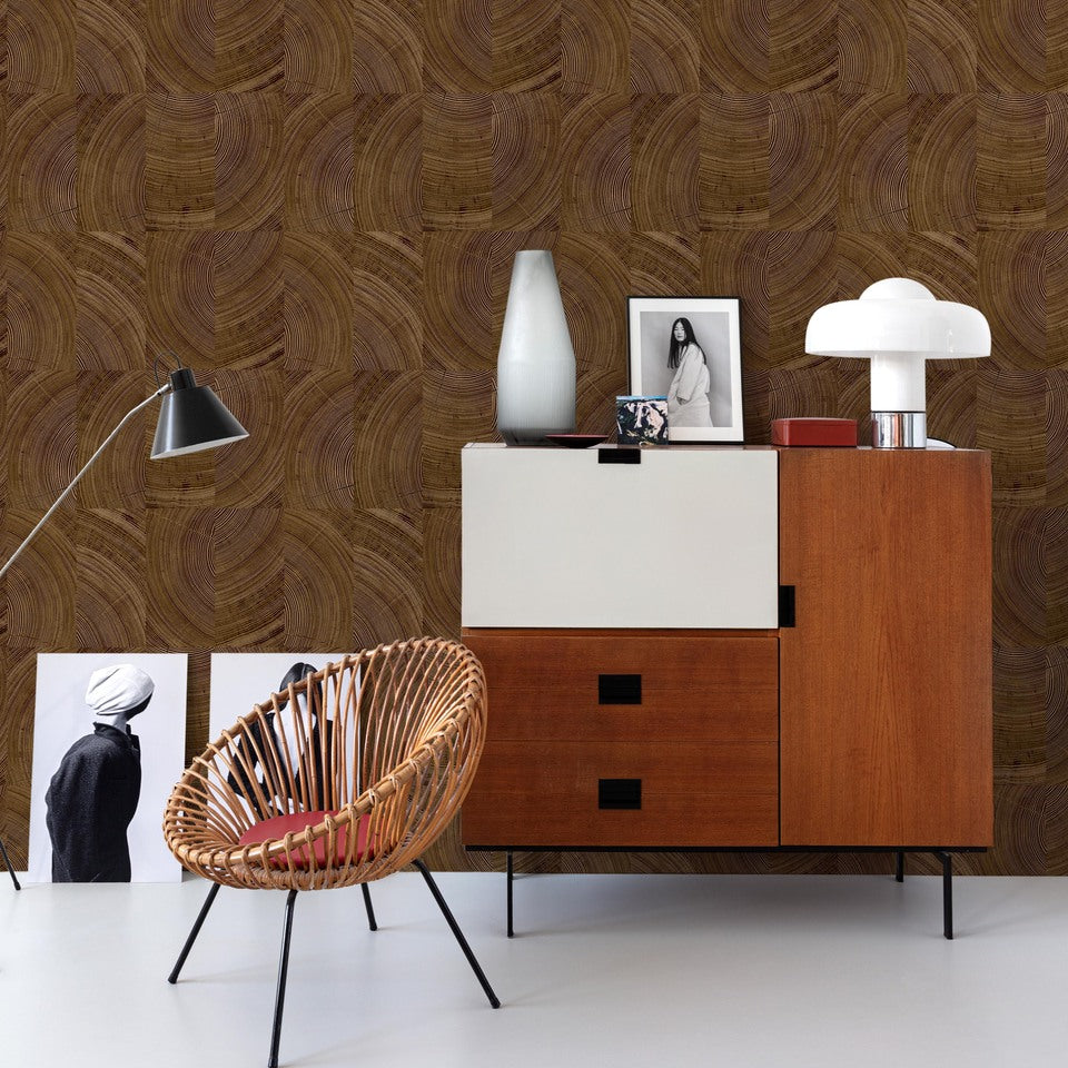 Photographic Motive Wallpaper in brown color - pattern number KRA69103 - by Grandeco in the Karuna collection