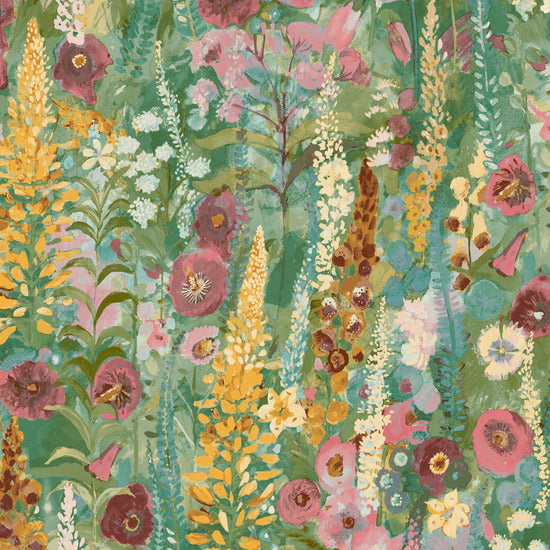 Classical Floral All-over Wallpaper in pink color - pattern number INA74601 - by Grandeco in the Inia collection