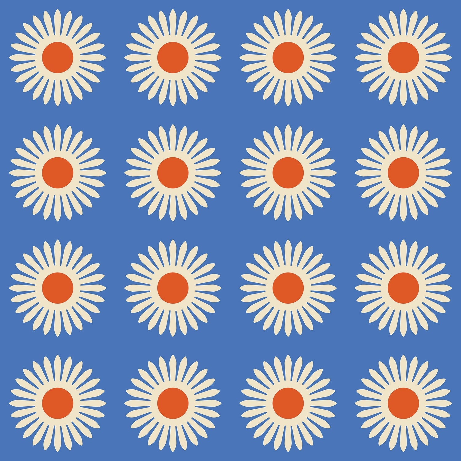 American Daisy Peel and Stick Wallpaper in blue red color - pattern number KK713_Blue_KH306 - by Katie Kime in the  collection