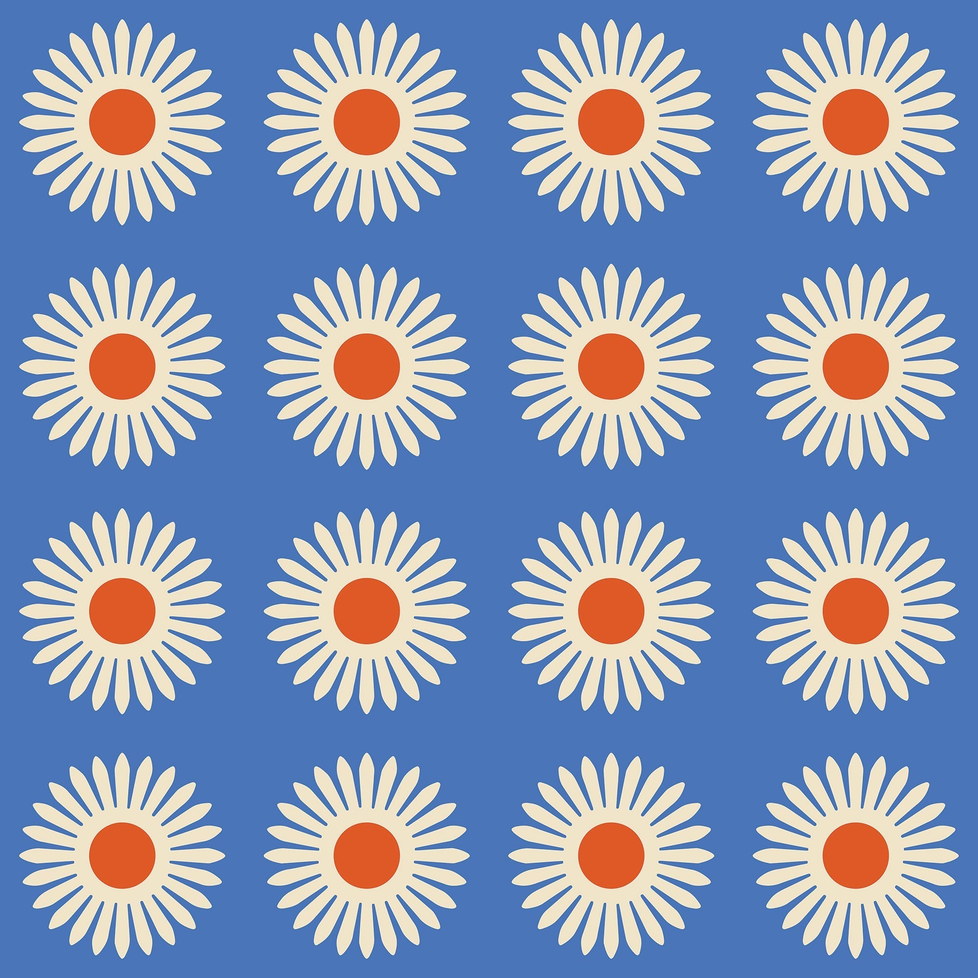 American Daisy Wallpaper in blue red color - pattern number KK713_Blue_Red_KH300 - by Katie Kime in the  collection